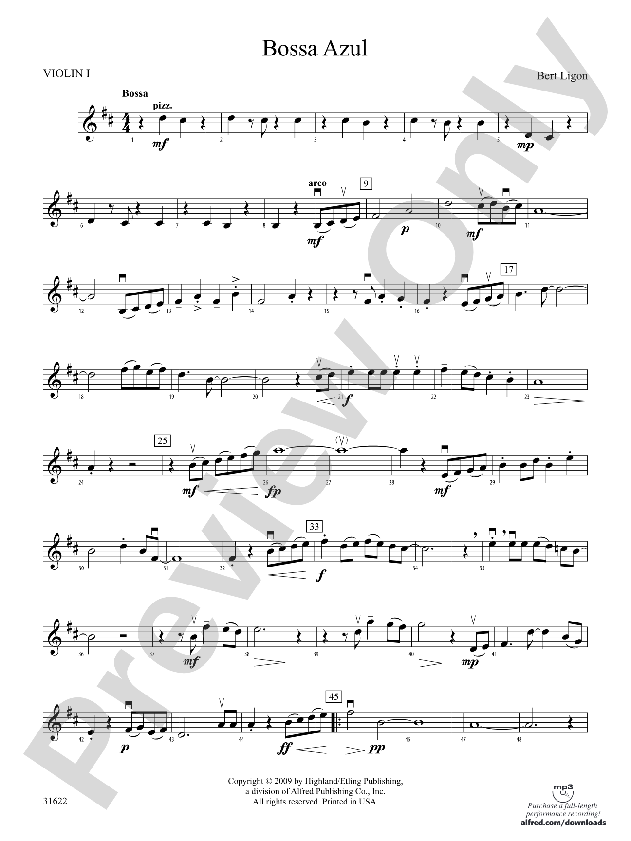Bossa Azul: 1st Violin