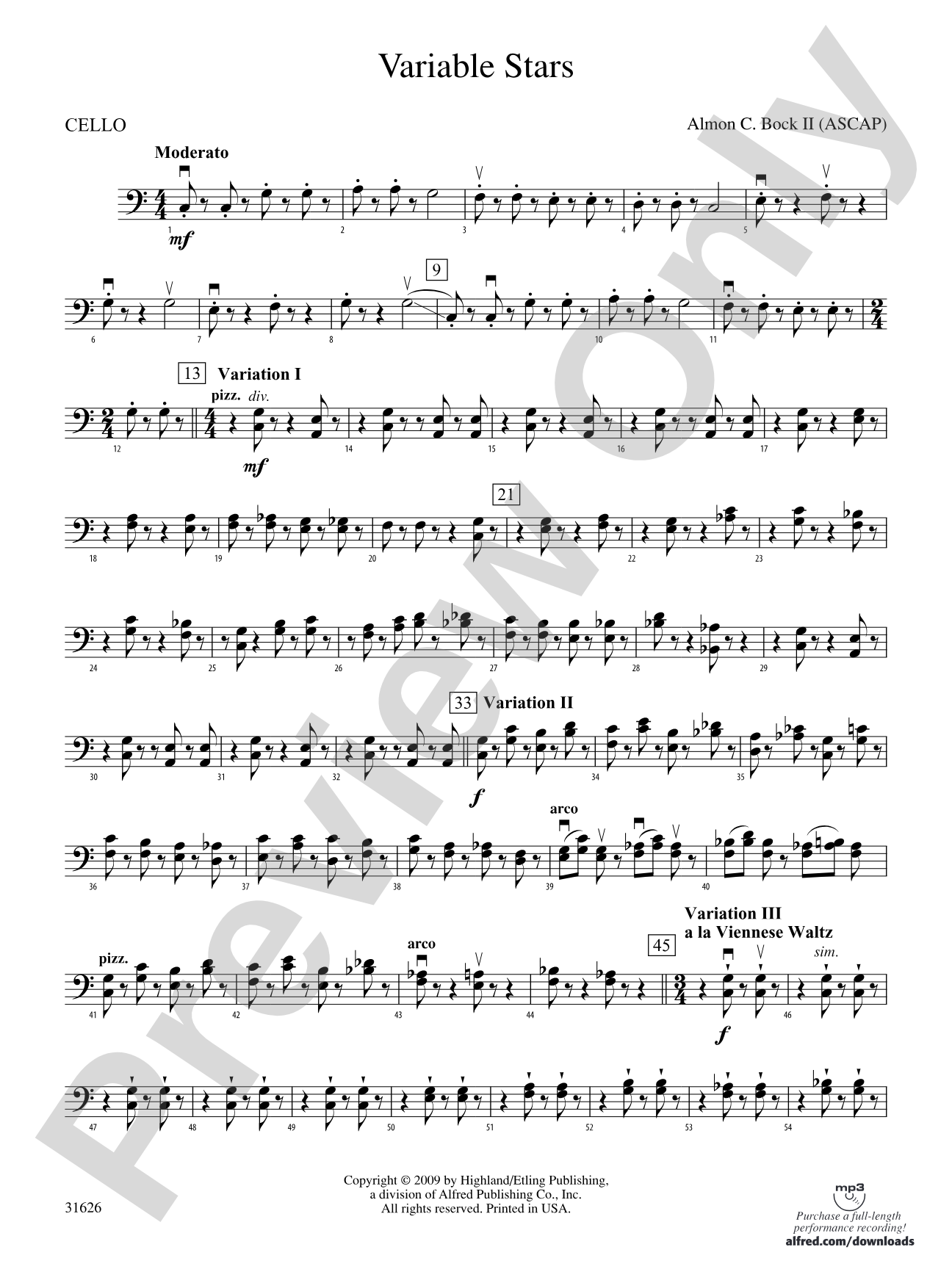 Variable Stars: Cello