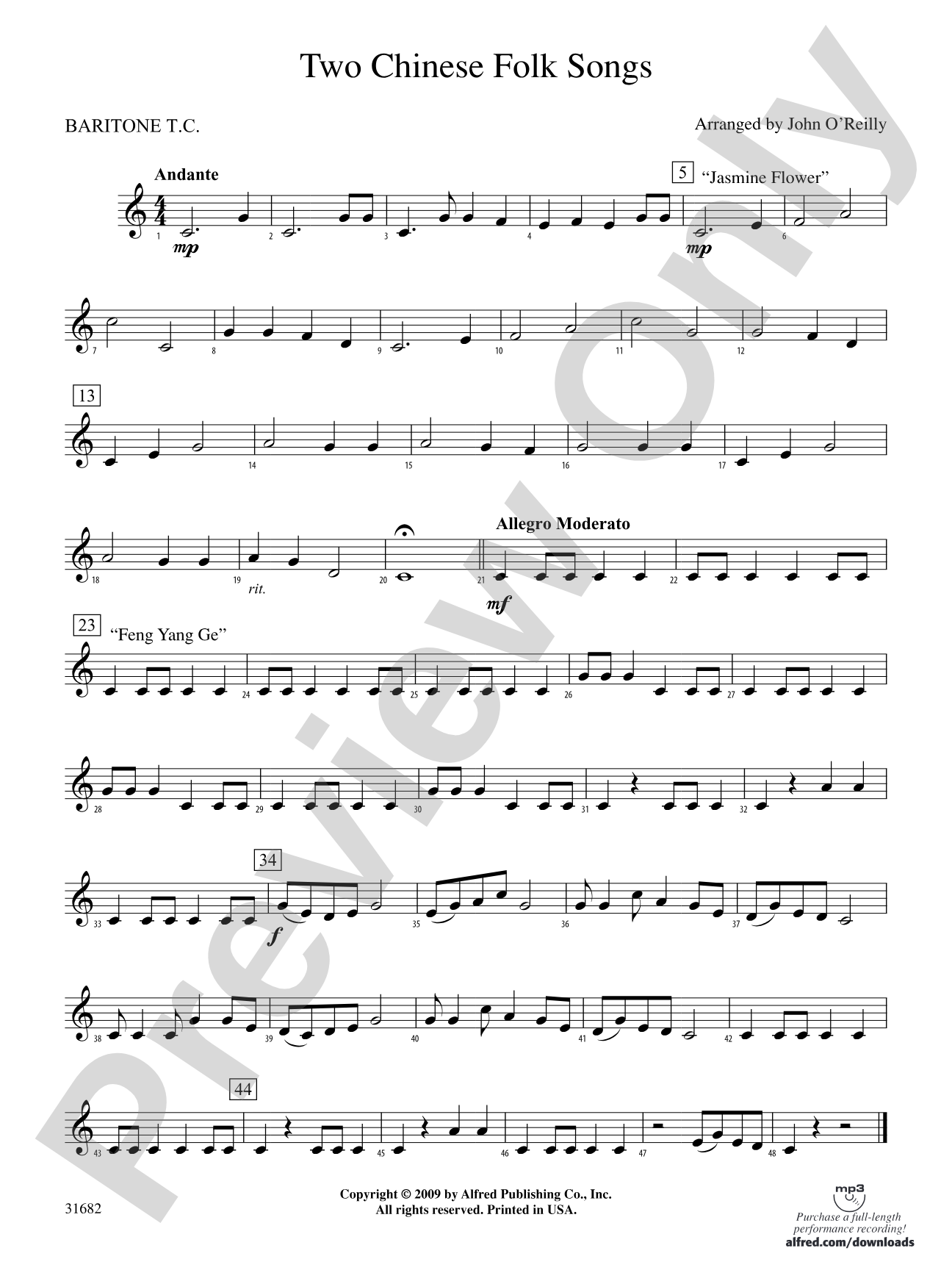 Two Chinese Folk Songs: Baritone T.C.