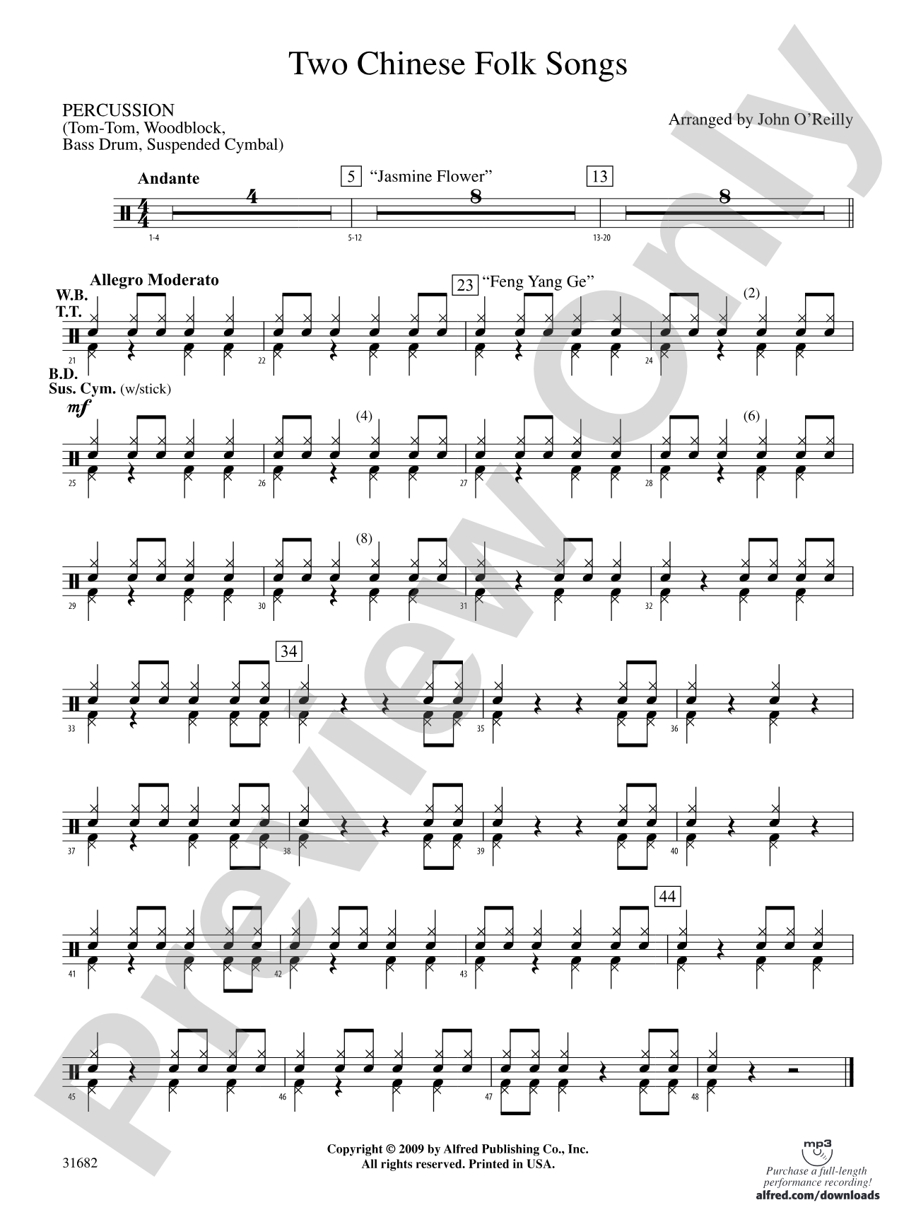 Two Chinese Folk Songs: 1st Percussion