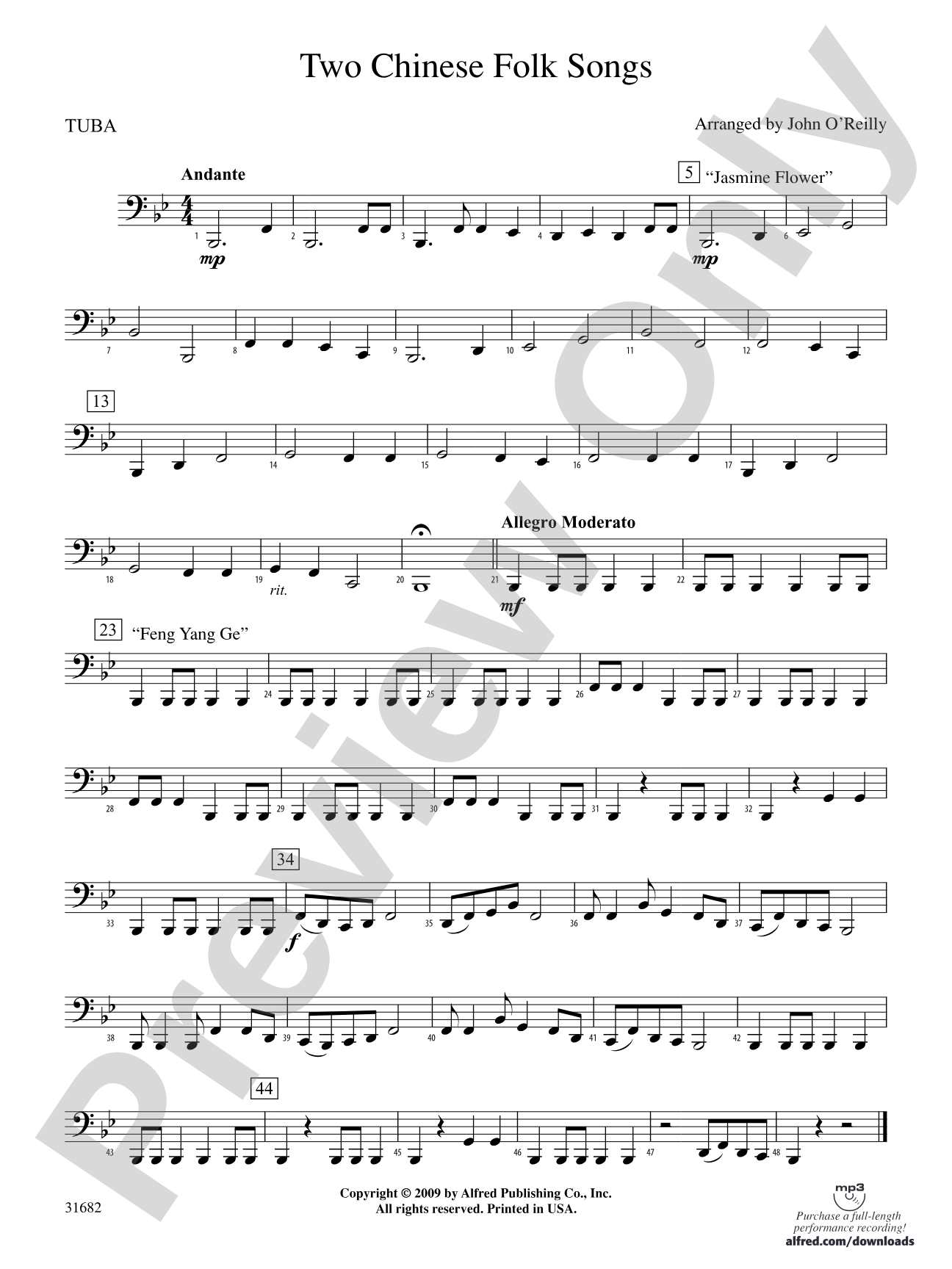 Two Chinese Folk Songs: Tuba