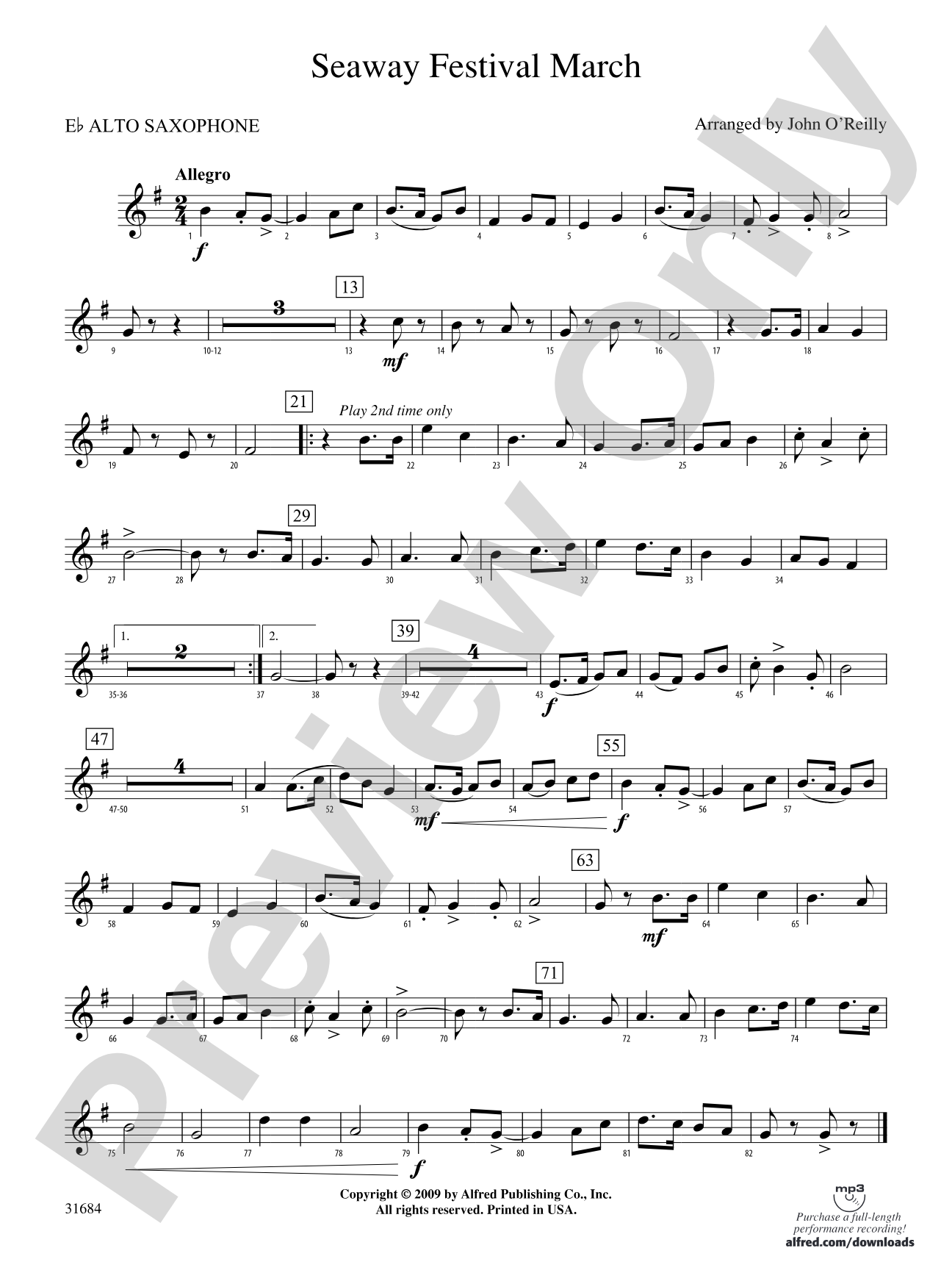 Seaway Festival March: E-flat Alto Saxophone