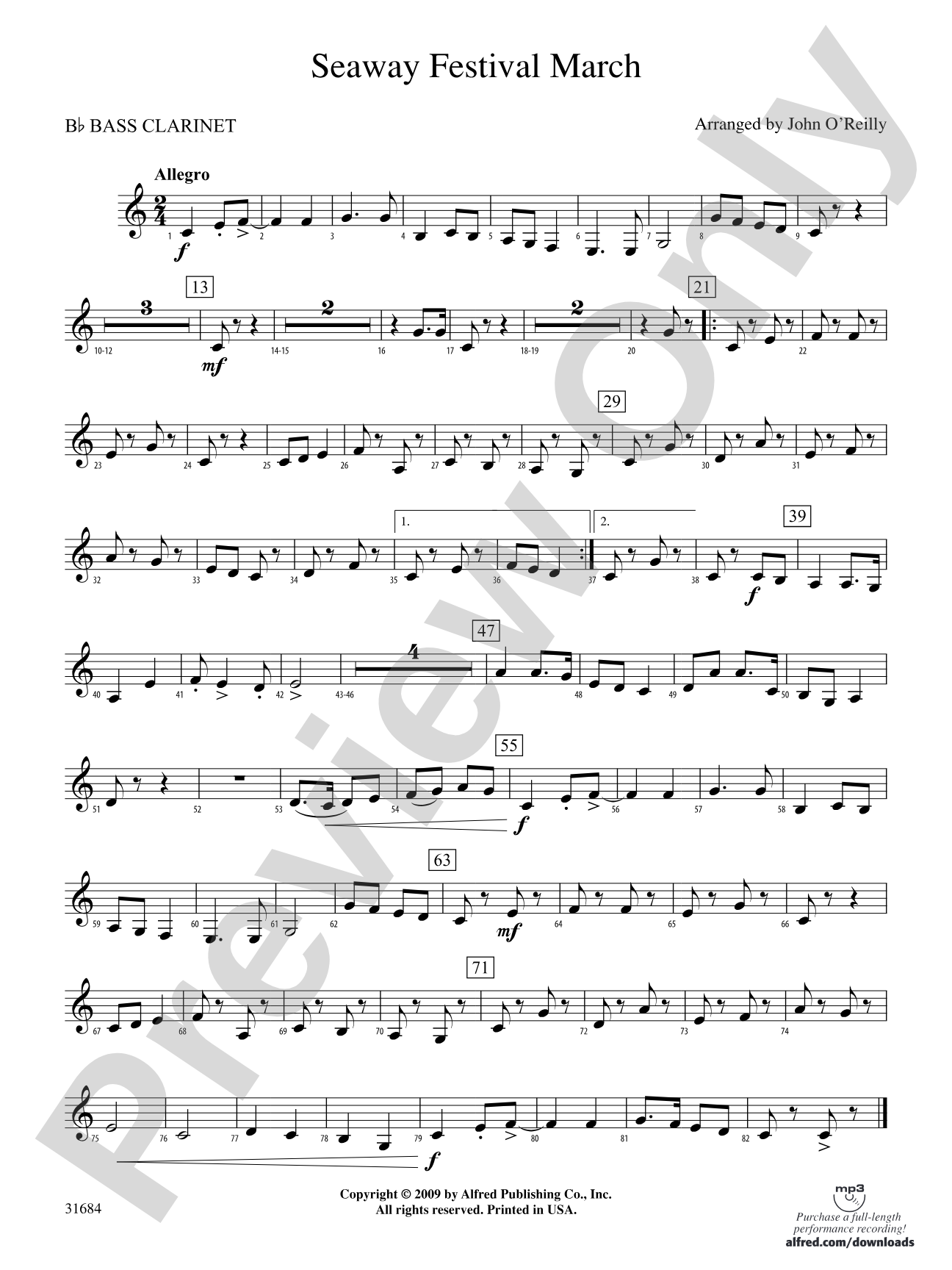 Seaway Festival March: B-flat Bass Clarinet