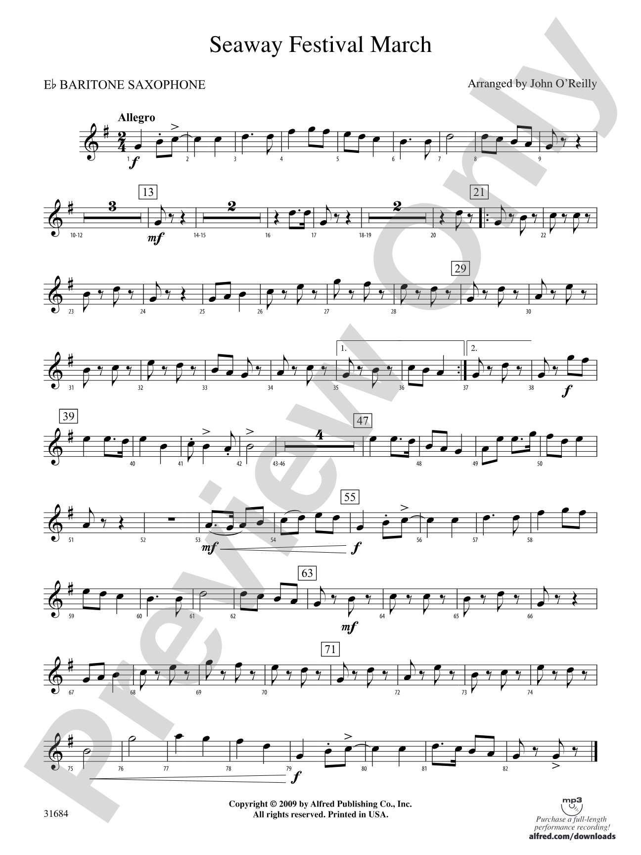 Seaway Festival March: E-flat Baritone Saxophone
