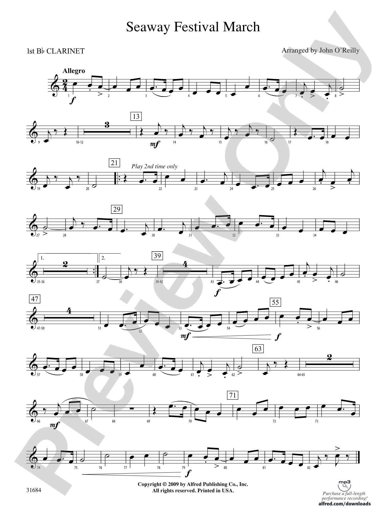 Seaway Festival March: 1st B-flat Clarinet