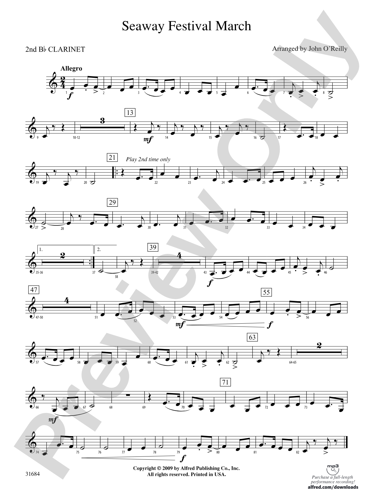 Seaway Festival March: 2nd B-flat Clarinet