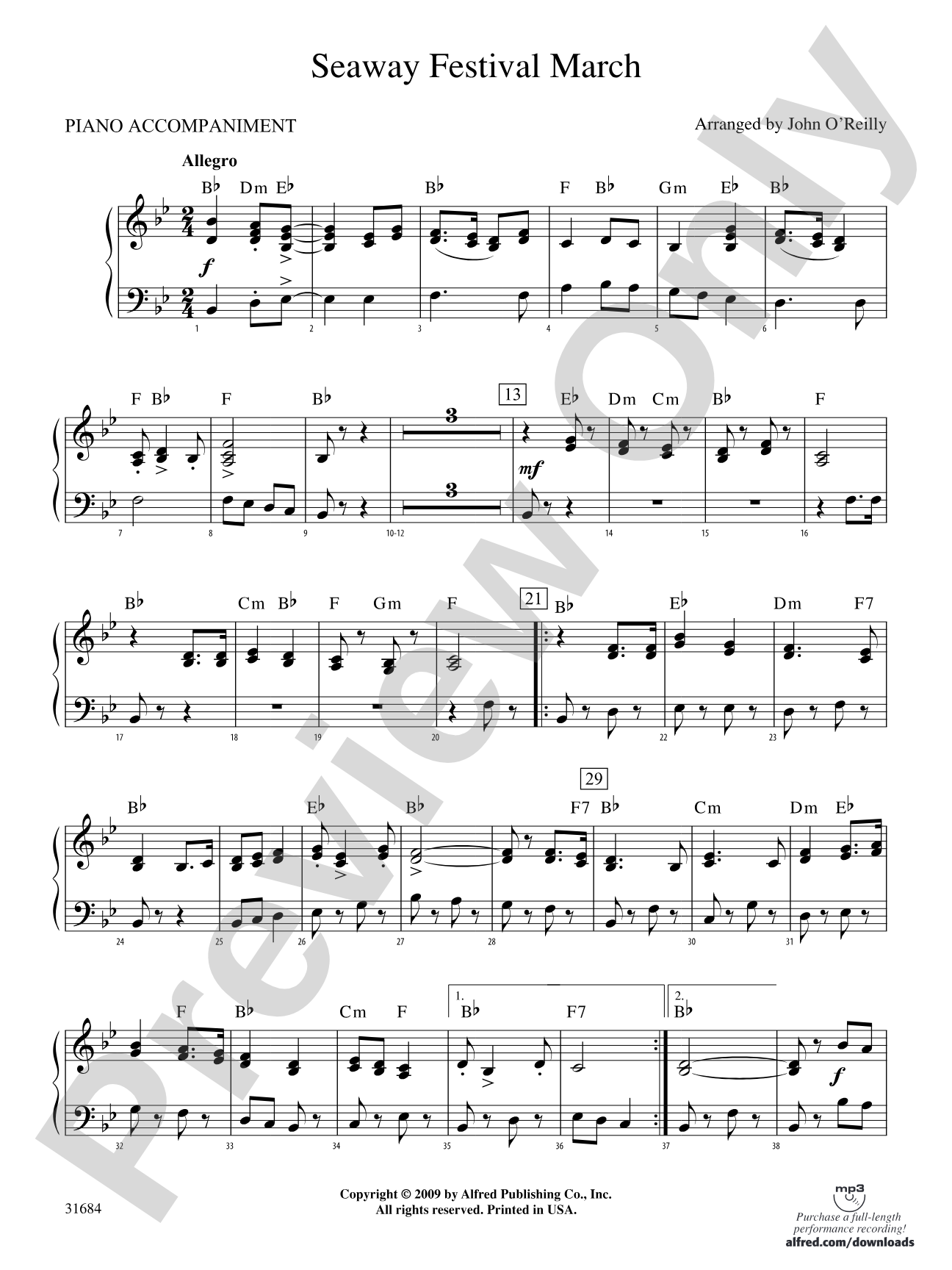 Seaway Festival March: Piano Accompaniment