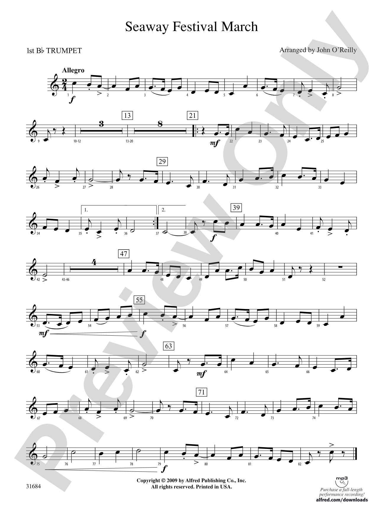 Seaway Festival March: 1st B-flat Trumpet