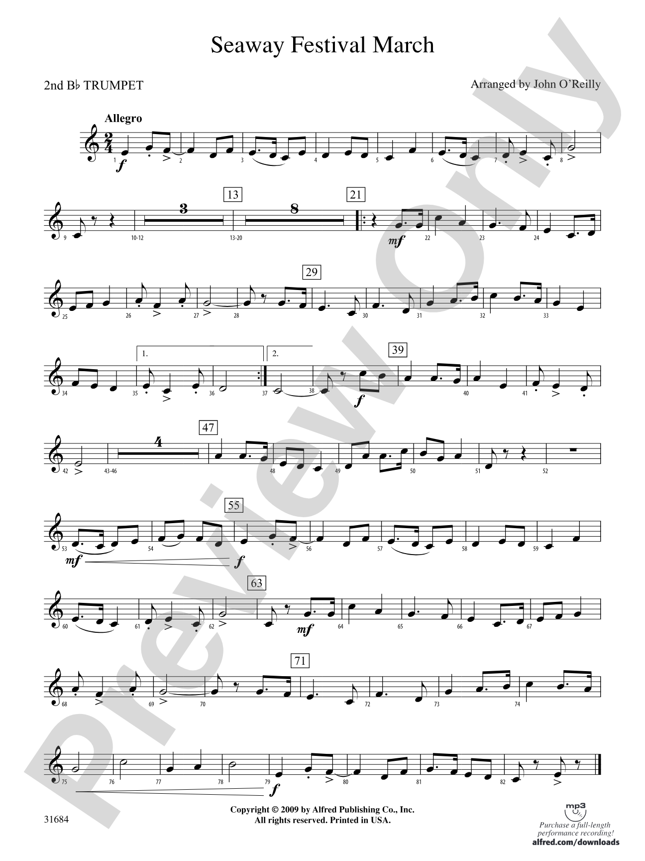 Seaway Festival March: 2nd B-flat Trumpet