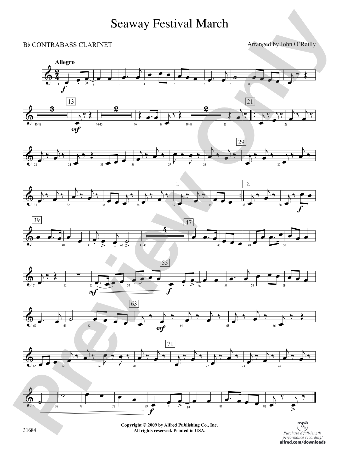 Seaway Festival March: (wp) B-flat Contrabass Clarinet