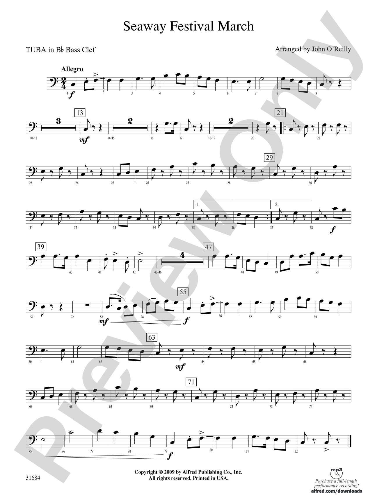 Seaway Festival March: (wp) B-flat Tuba B.C.