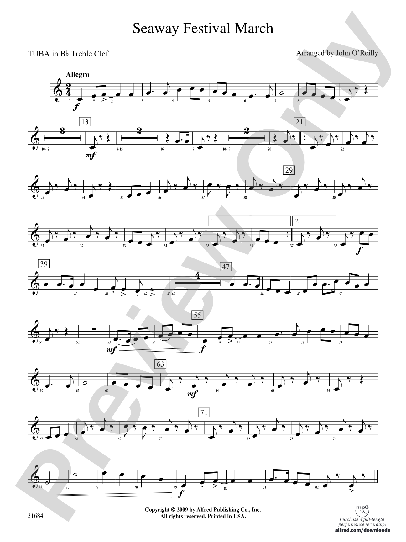 Seaway Festival March: (wp) B-flat Tuba T.C.