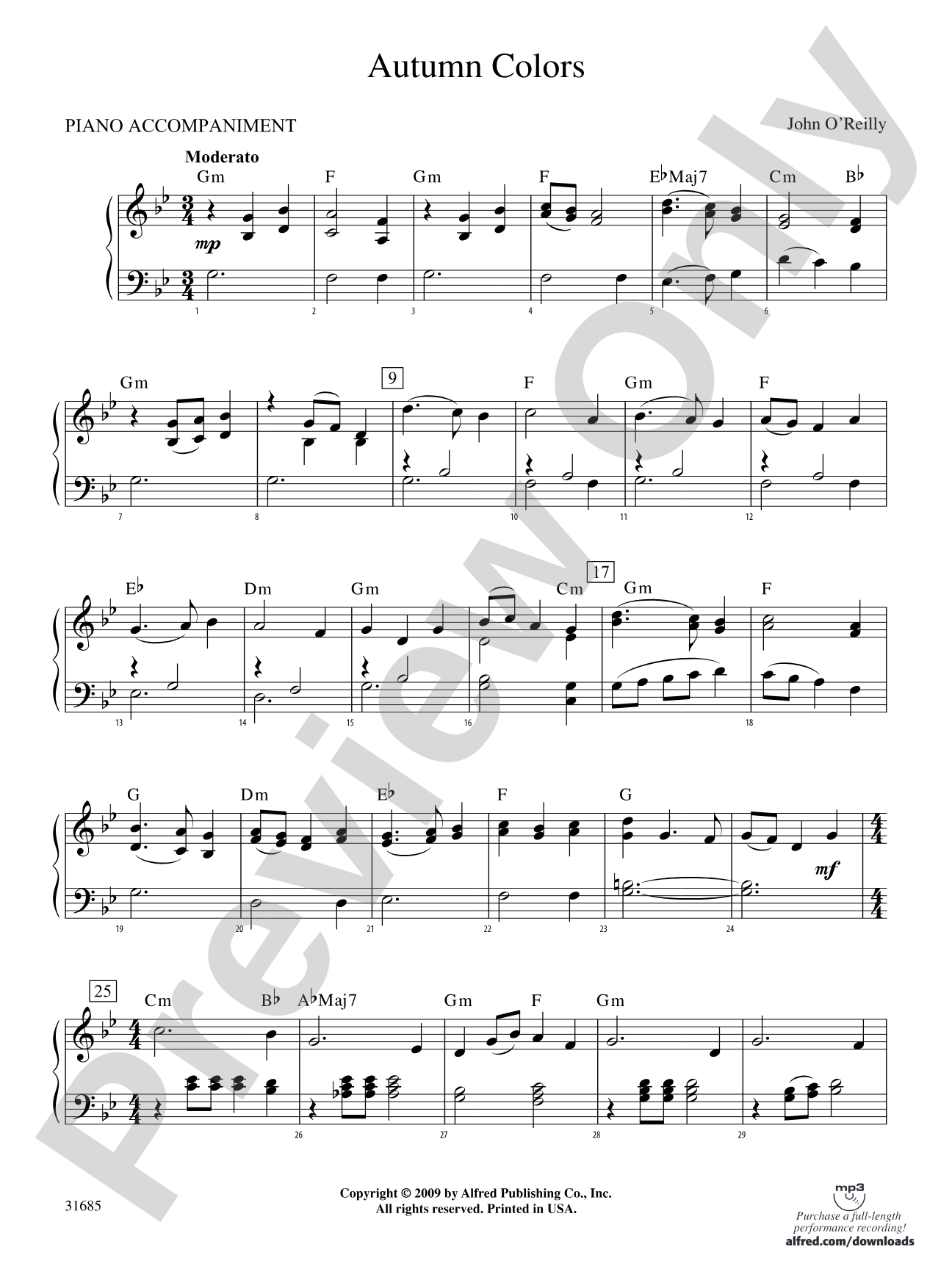 Autumn Colors: Piano Accompaniment