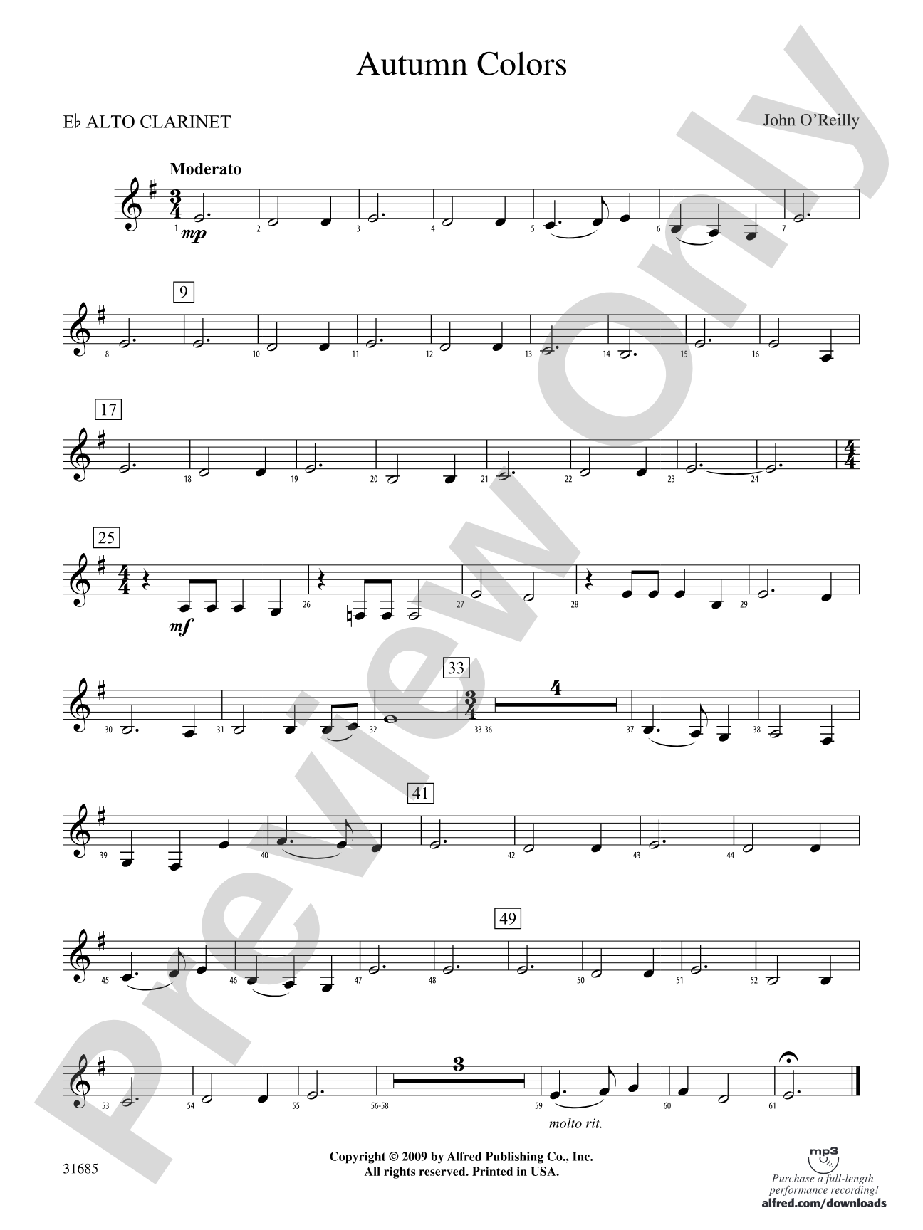 Autumn Colors: (wp) E-flat Alto Clarinet