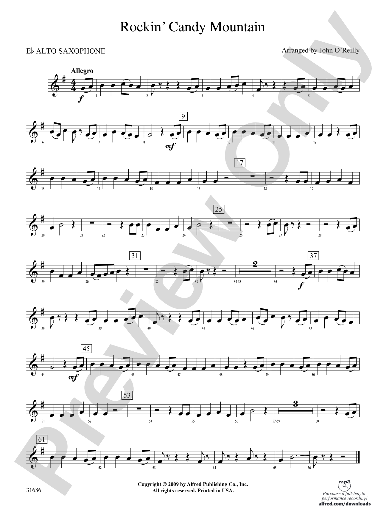 Rockin' Candy Mountain: E-flat Alto Saxophone