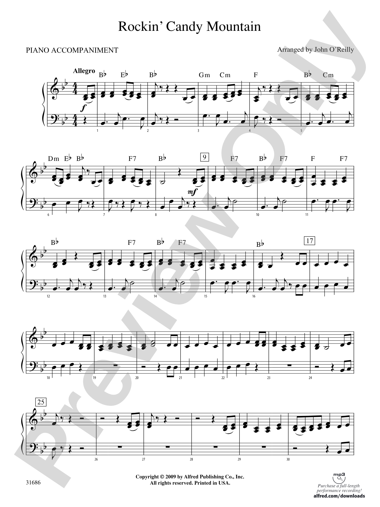 Rockin' Candy Mountain: Piano Accompaniment