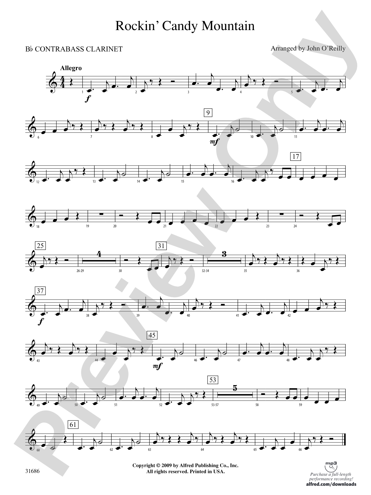 Rockin' Candy Mountain: (wp) B-flat Contrabass Clarinet