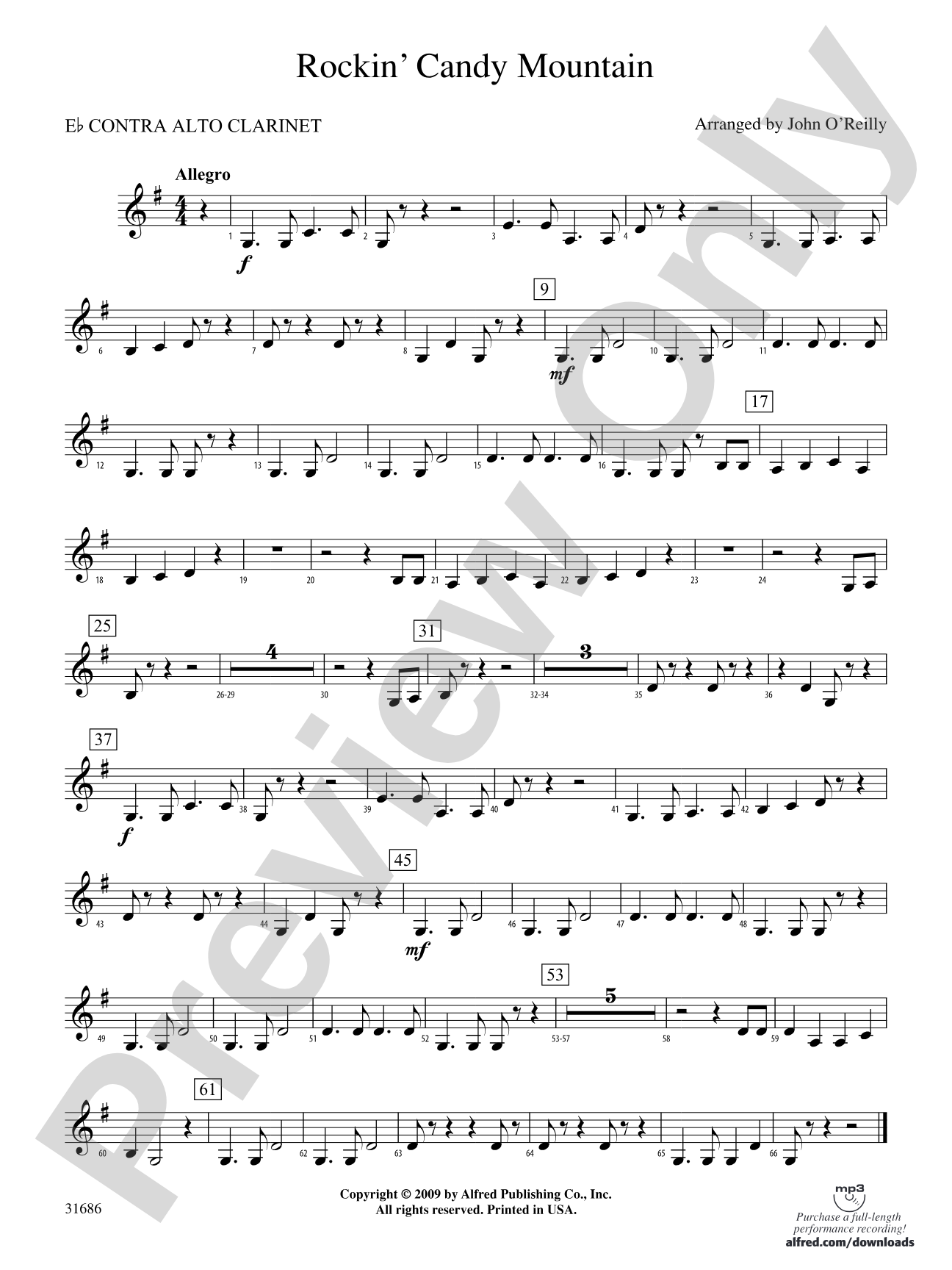 Rockin' Candy Mountain: (wp) E-flat Contrabass Clarinet