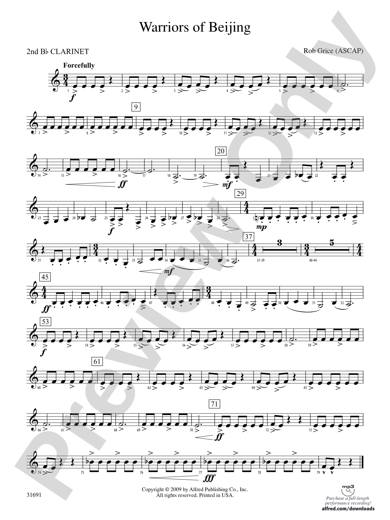Warriors of Beijing: 2nd B-flat Clarinet