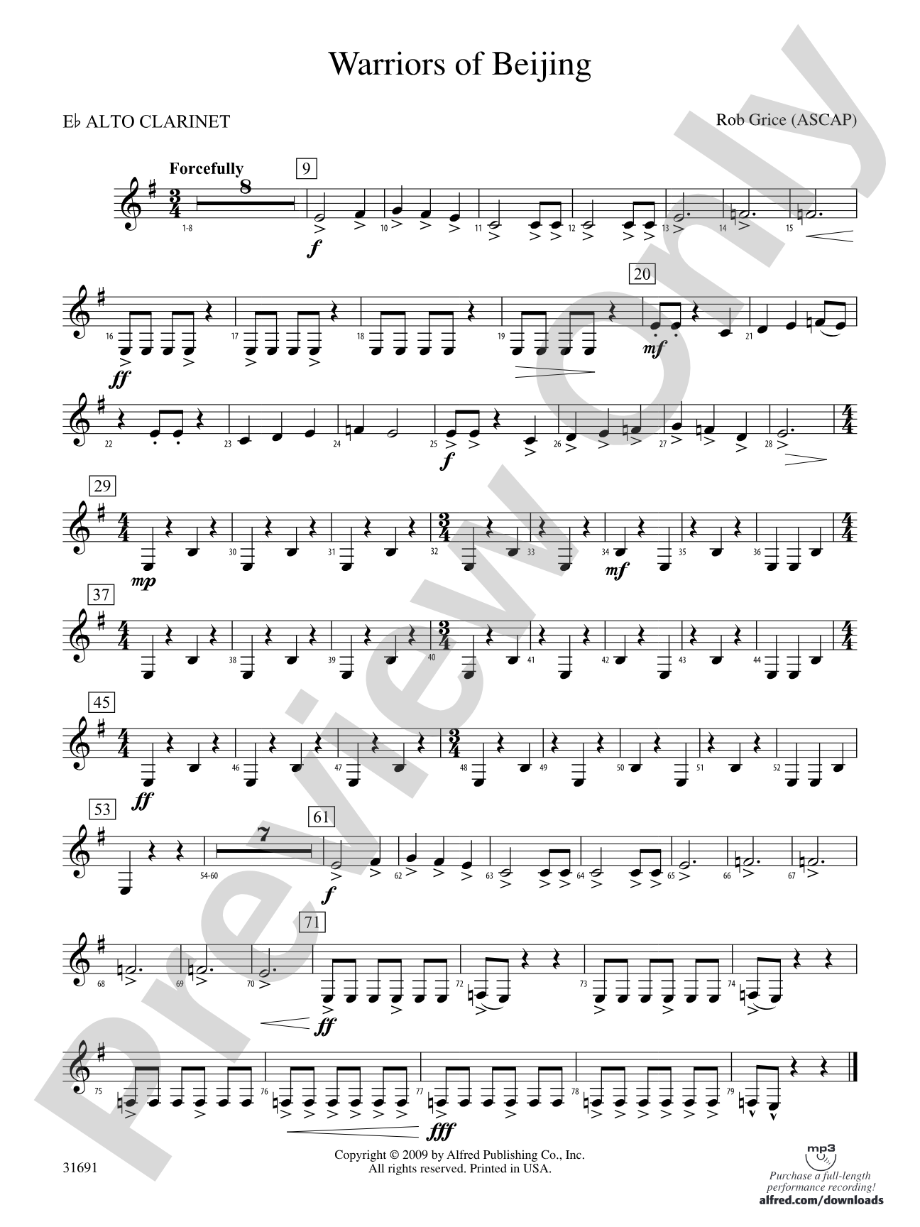 Warriors of Beijing: (wp) E-flat Alto Clarinet