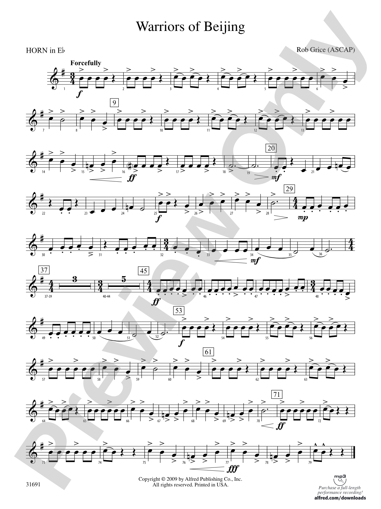 Warriors of Beijing: (wp) 1st Horn in E-flat