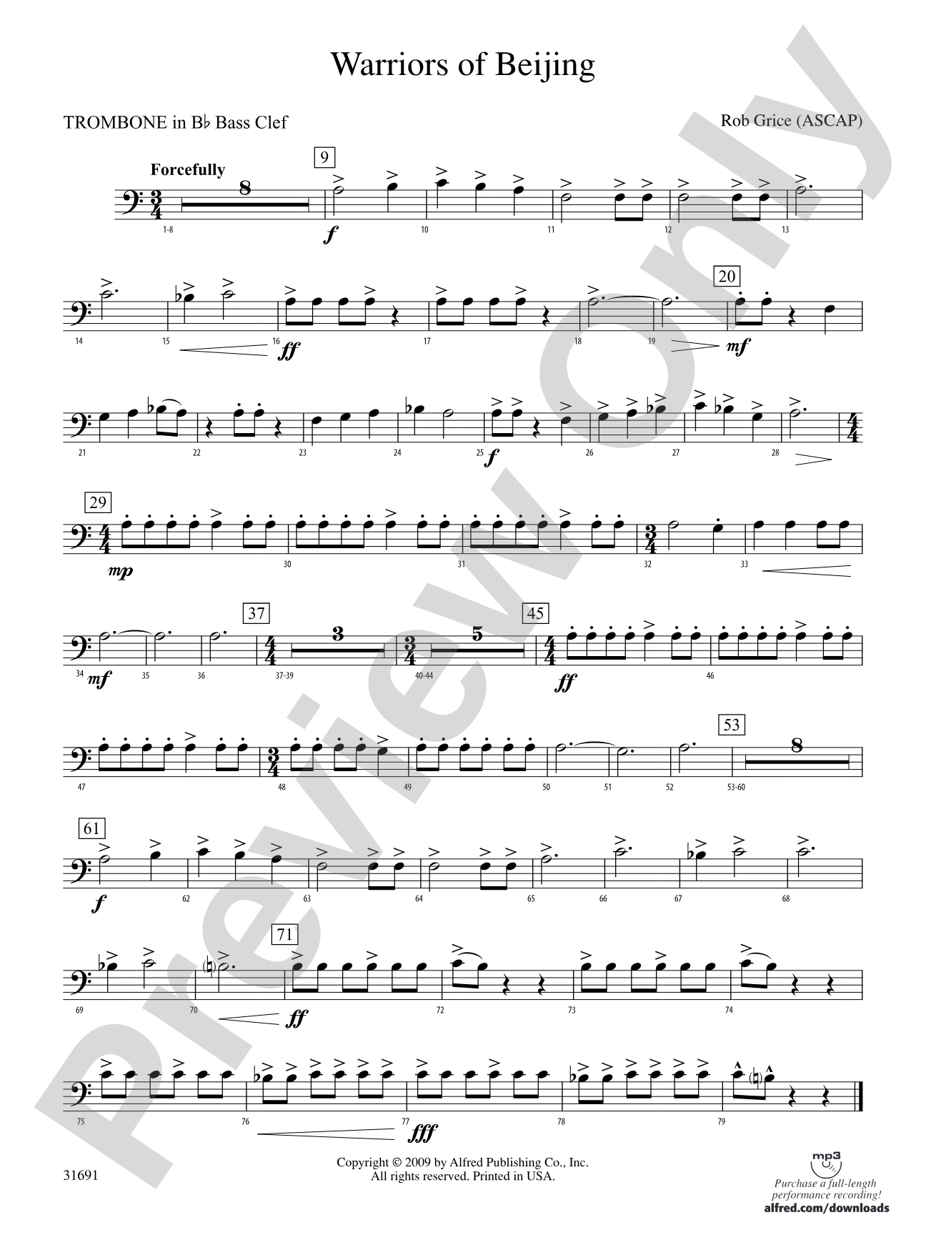 Warriors of Beijing: (wp) 1st B-flat Trombone B.C.