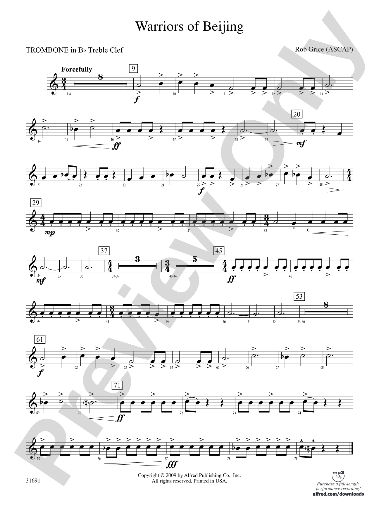 Warriors of Beijing: (wp) 1st B-flat Trombone T.C.