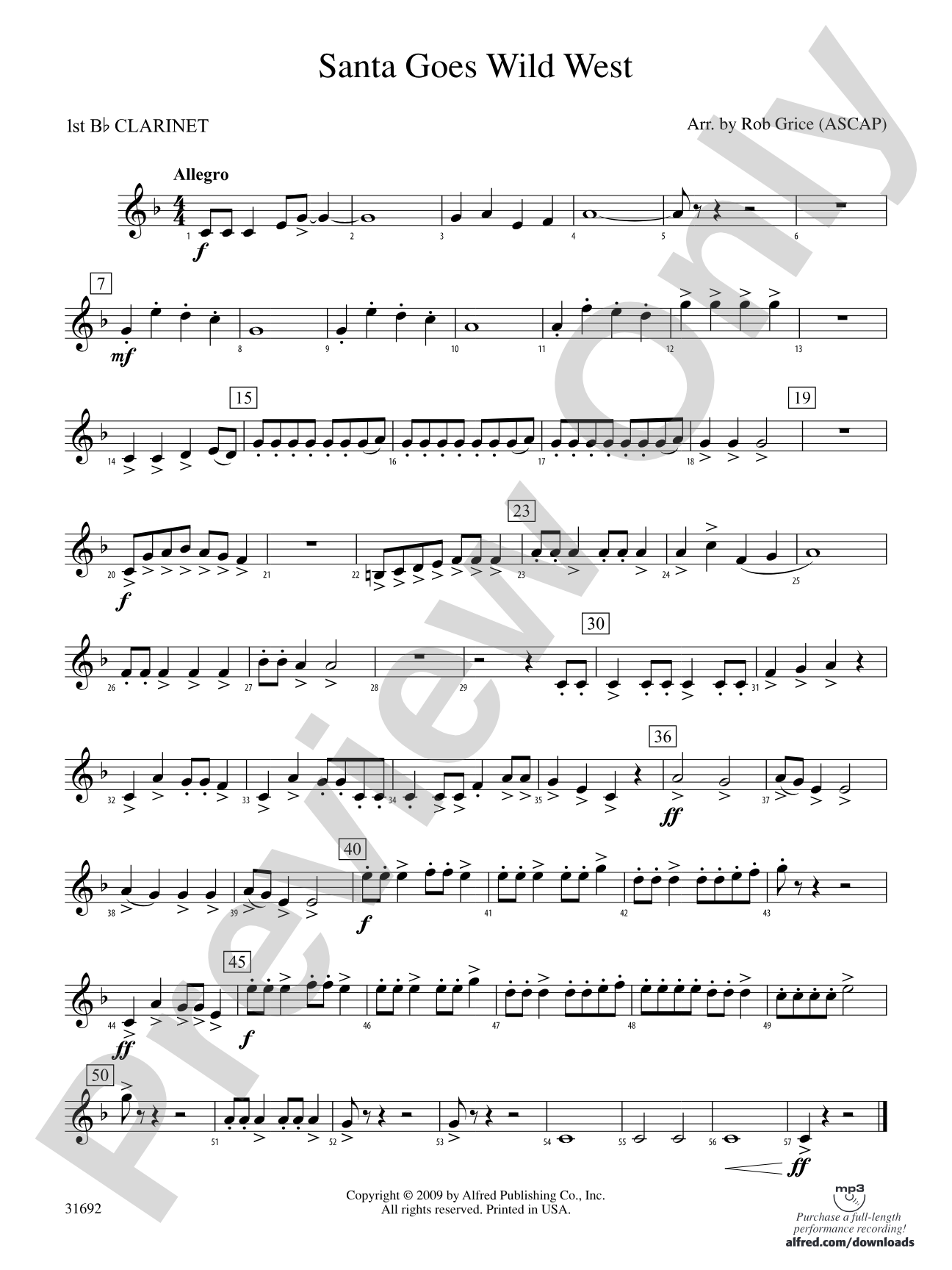 Santa Goes Wild West: 1st B-flat Clarinet