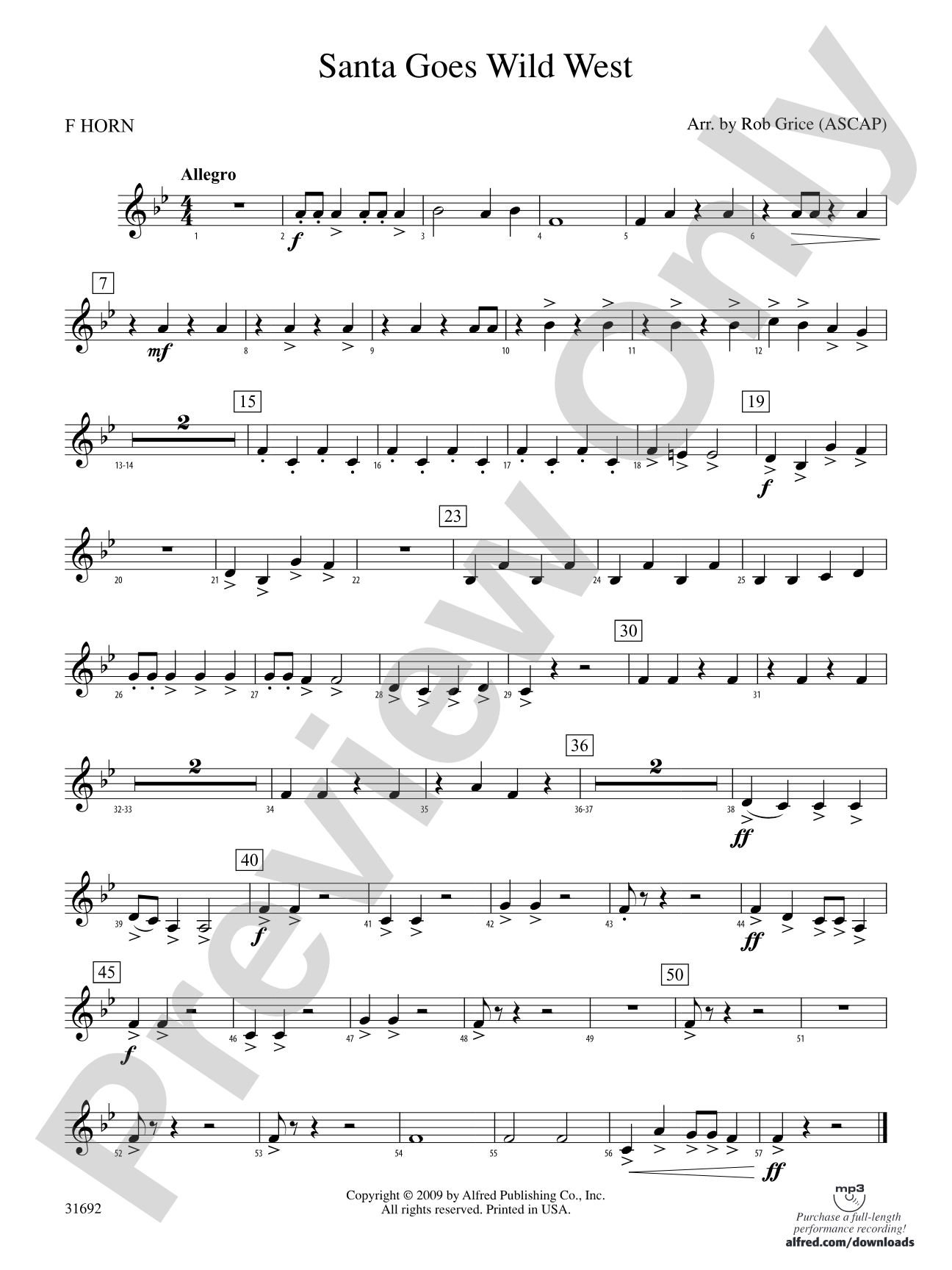 Santa Goes Wild West: 1st F Horn