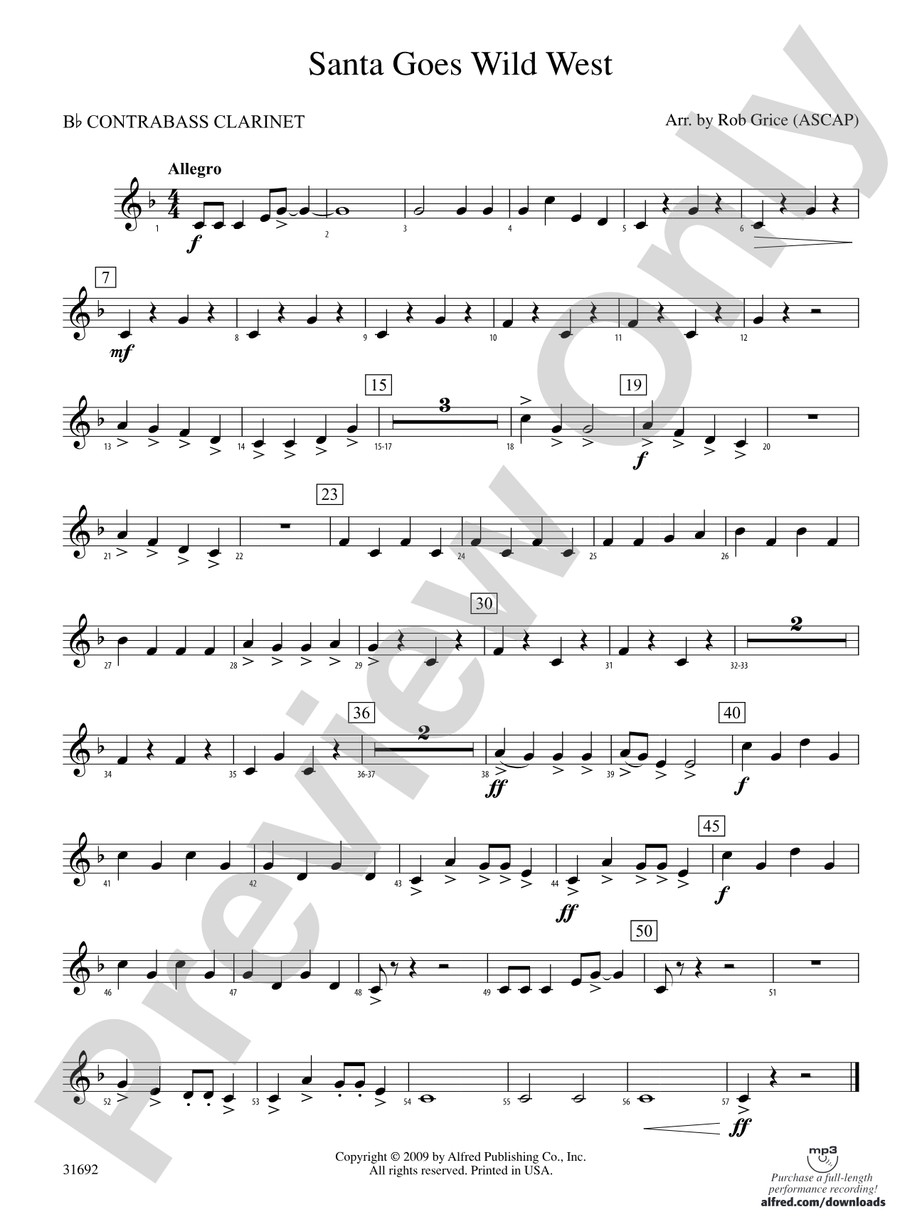 Santa Goes Wild West: (wp) B-flat Contrabass Clarinet