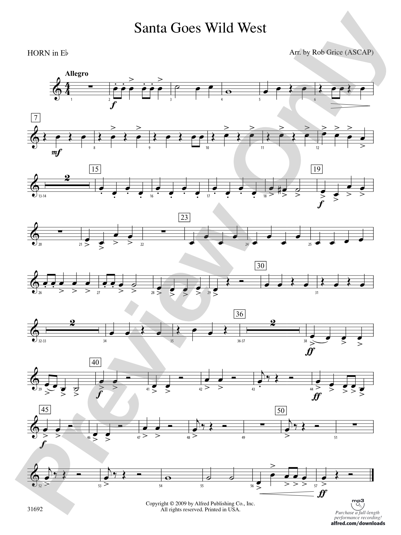 Santa Goes Wild West: (wp) 1st Horn in E-flat