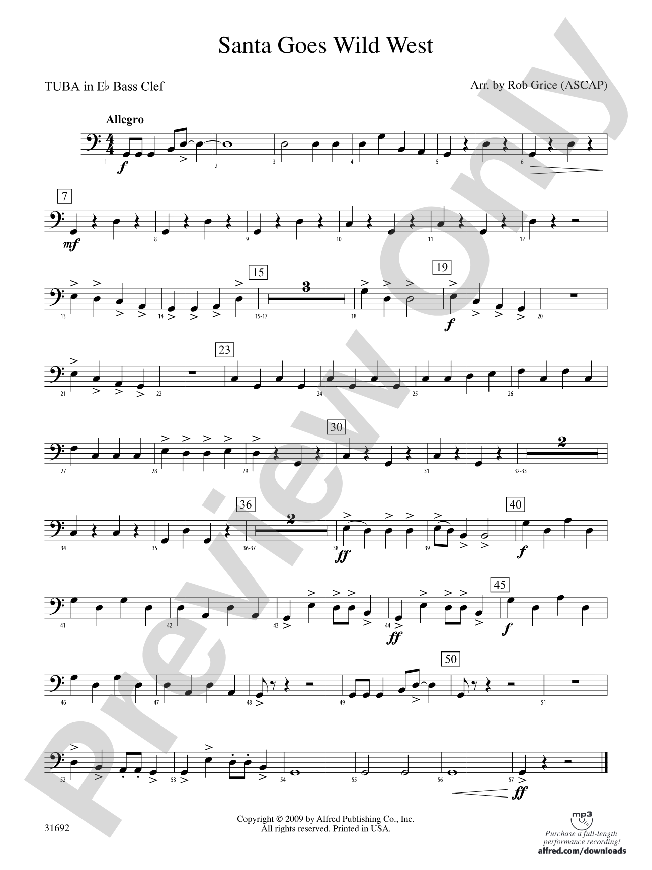 Santa Goes Wild West: (wp) E-flat Tuba B.C.