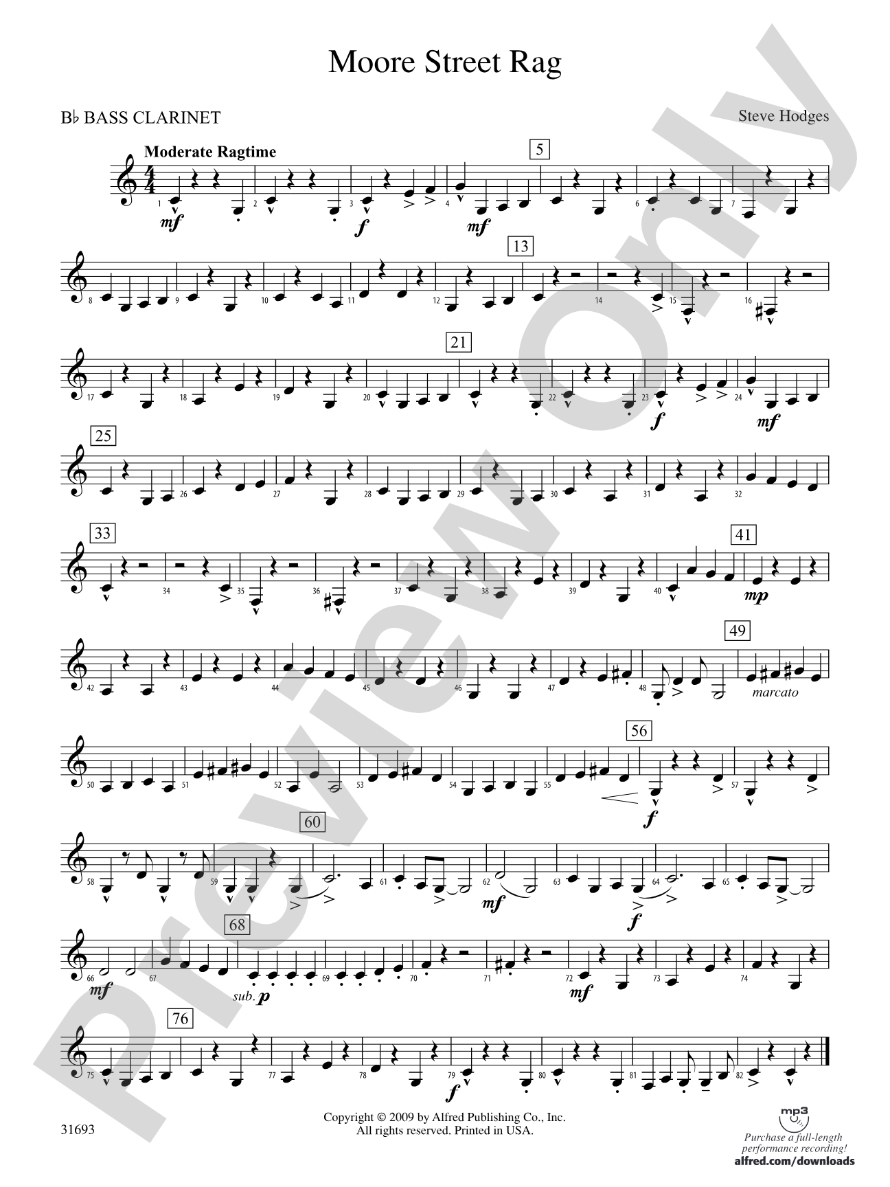 Moore Street Rag: B-flat Bass Clarinet