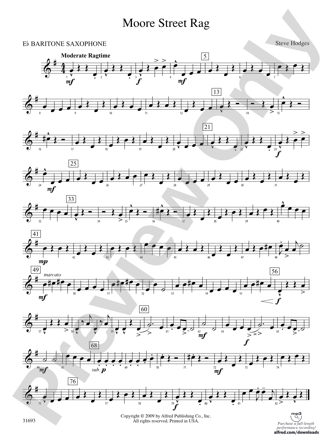 Moore Street Rag: E-flat Baritone Saxophone