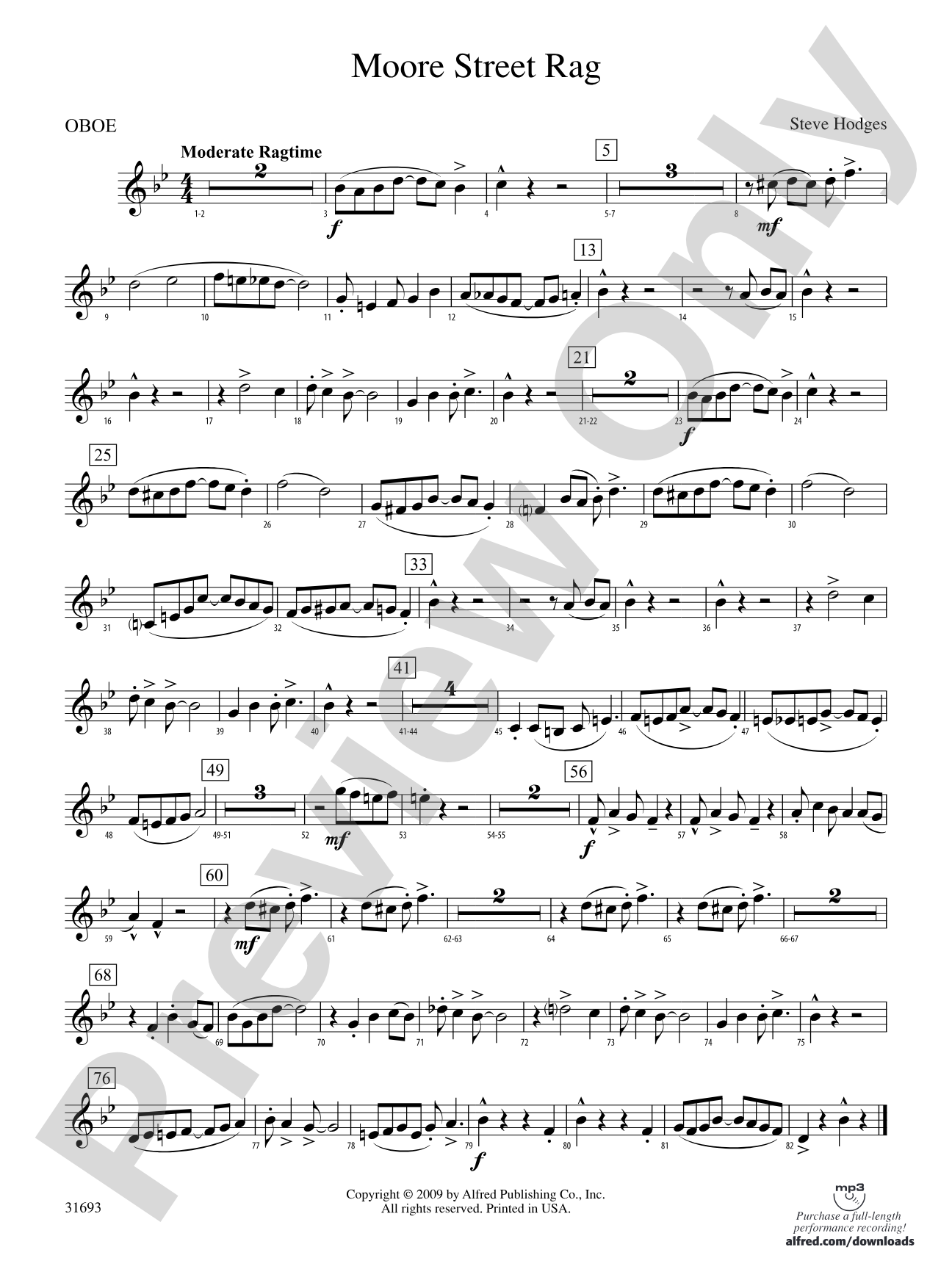 Moore Street Rag: Oboe