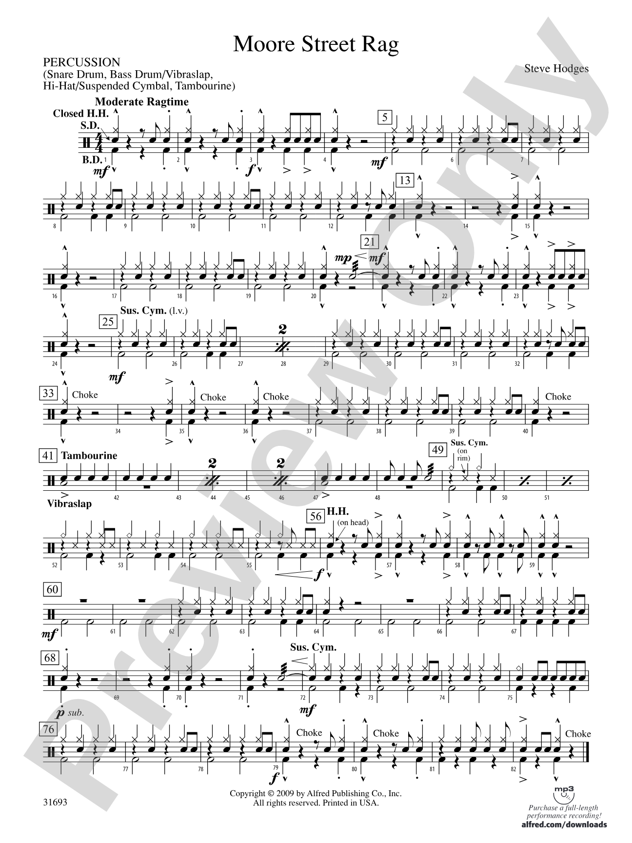 Moore Street Rag: 1st Percussion