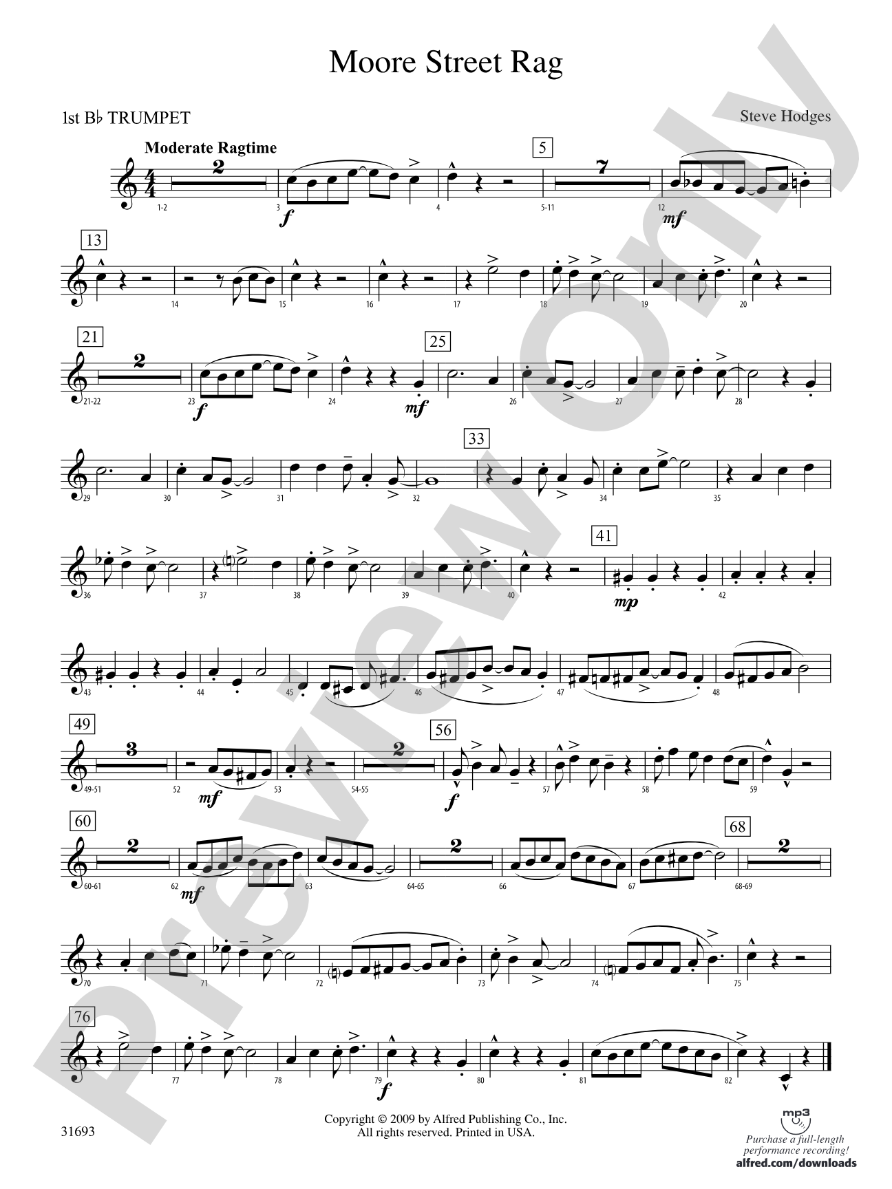Moore Street Rag: 1st B-flat Trumpet