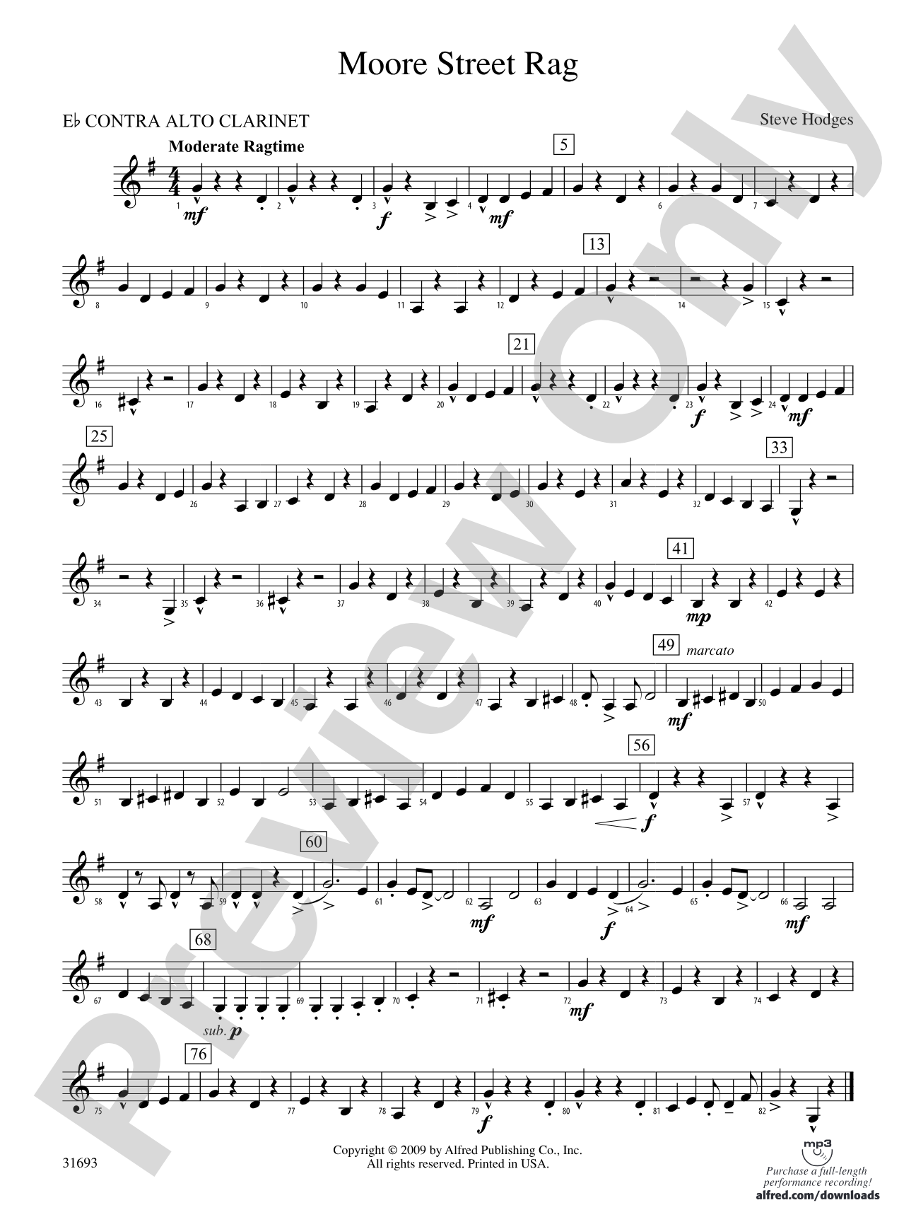 Moore Street Rag: (wp) E-flat Contrabass Clarinet