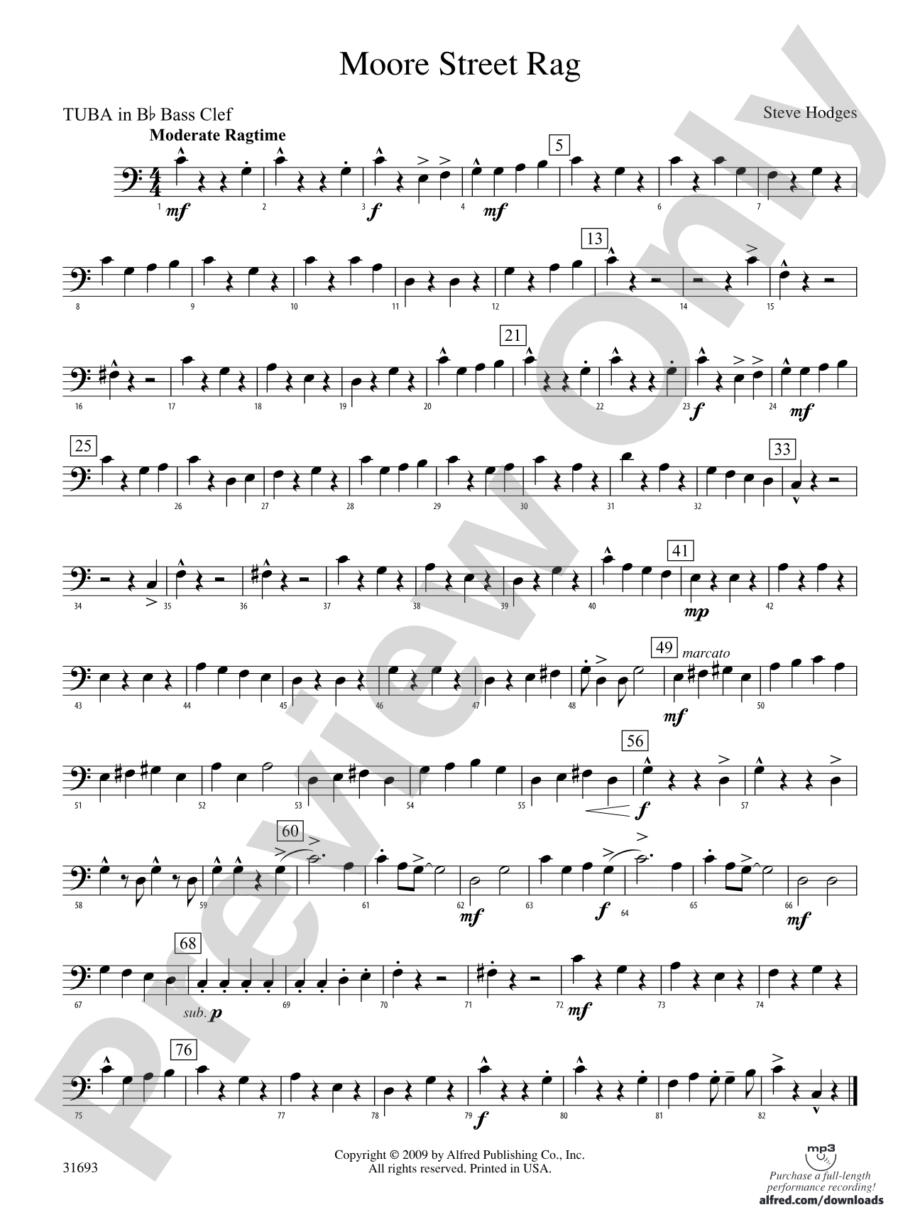 Moore Street Rag: (wp) B-flat Tuba B.C.