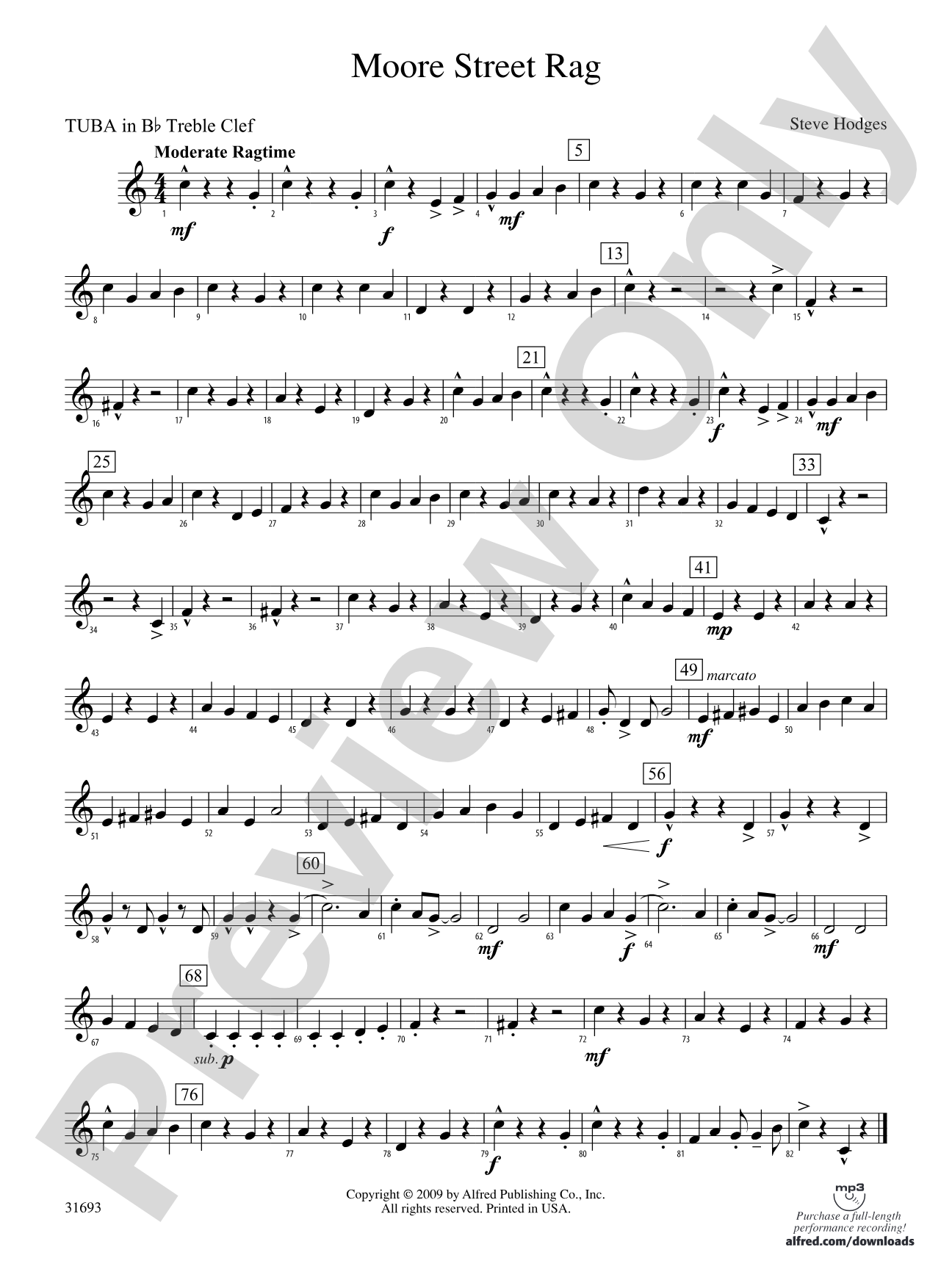 Moore Street Rag: (wp) B-flat Tuba T.C.