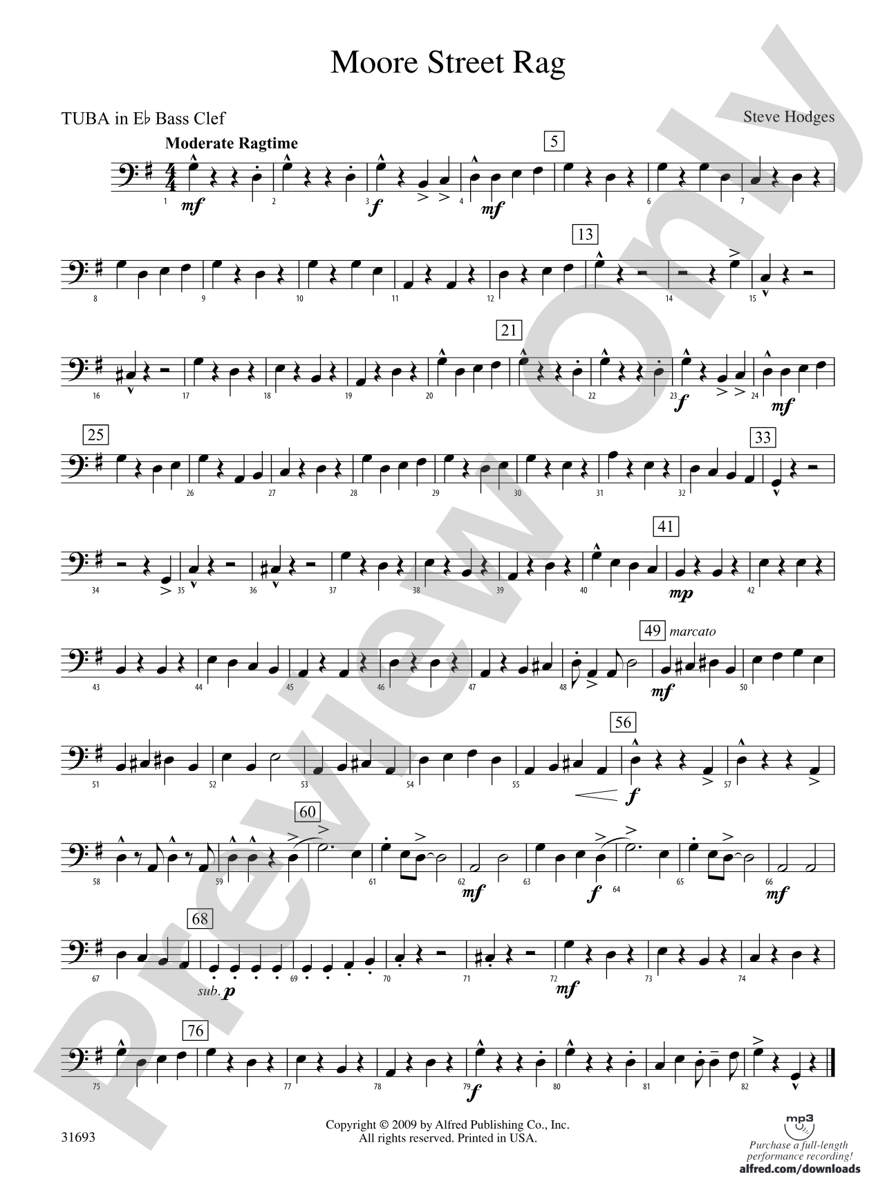 Moore Street Rag: (wp) E-flat Tuba B.C.