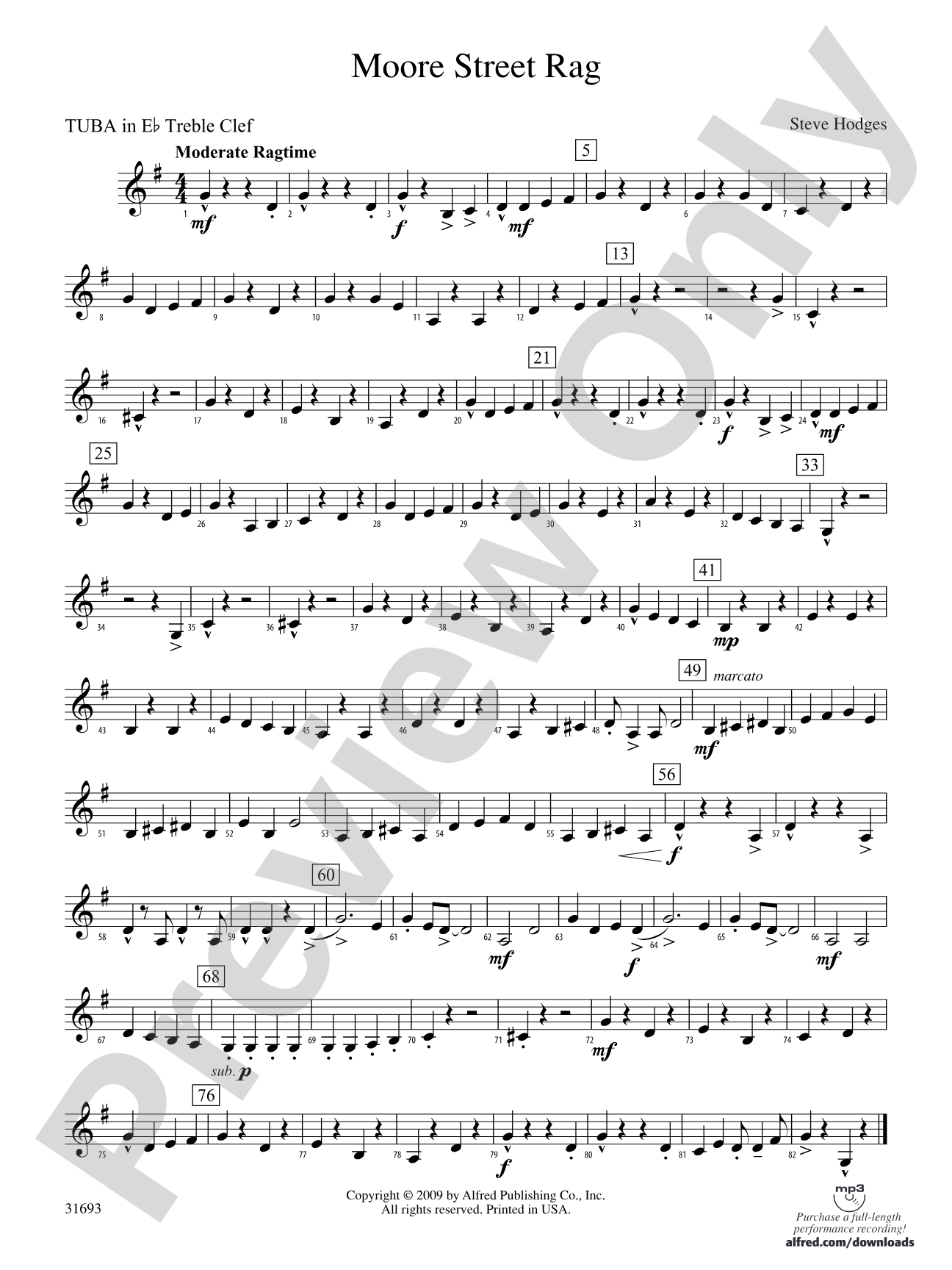 Moore Street Rag: (wp) E-flat Tuba T.C.