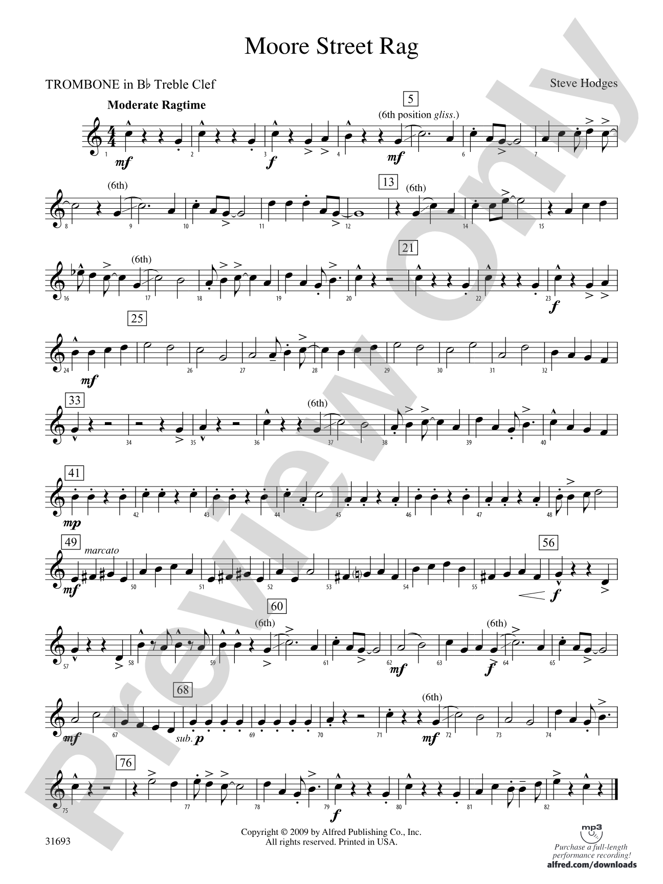 Moore Street Rag: (wp) 1st B-flat Trombone T.C.