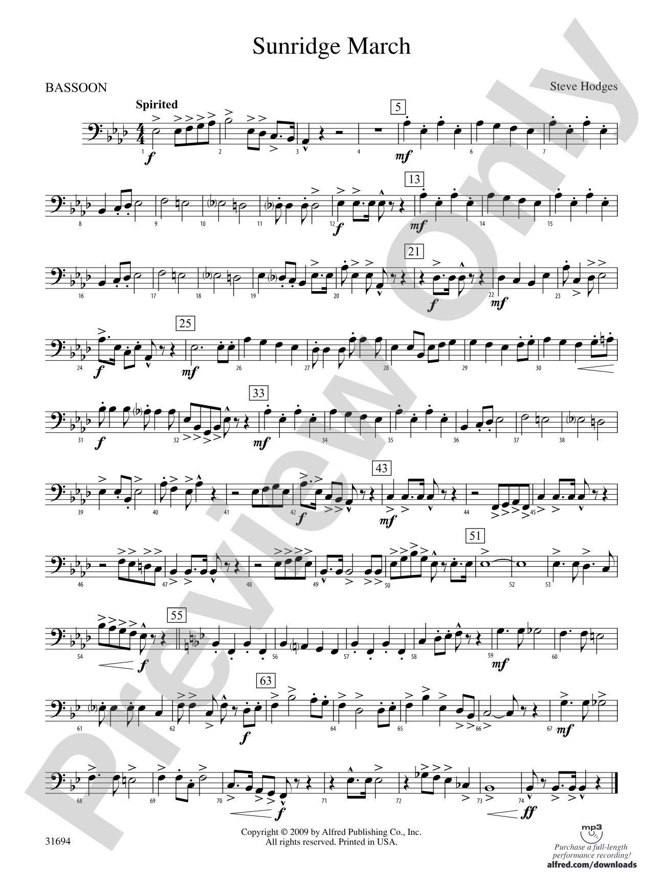 Sunridge March: Bassoon
