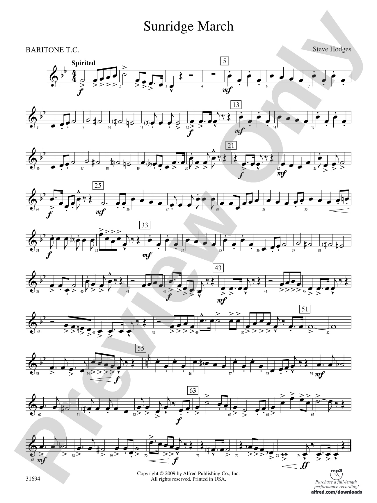 Sunridge March: Baritone T.C.