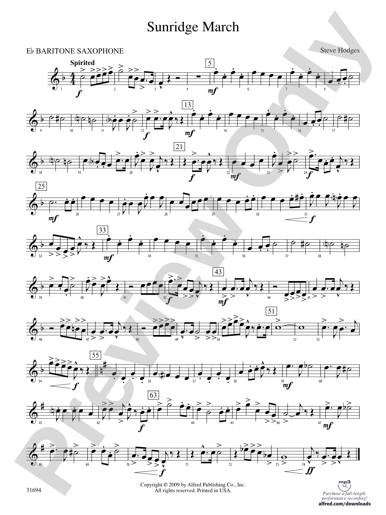 Sunridge March: E-flat Baritone Saxophone