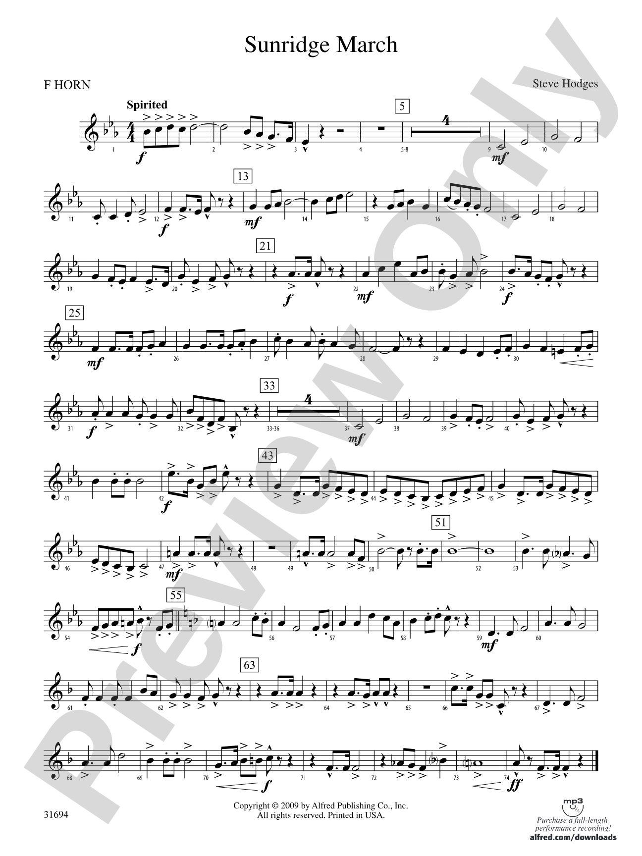 Sunridge March: 1st F Horn