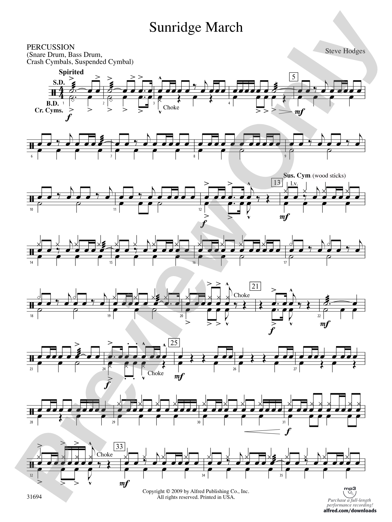 Sunridge March: 1st Percussion