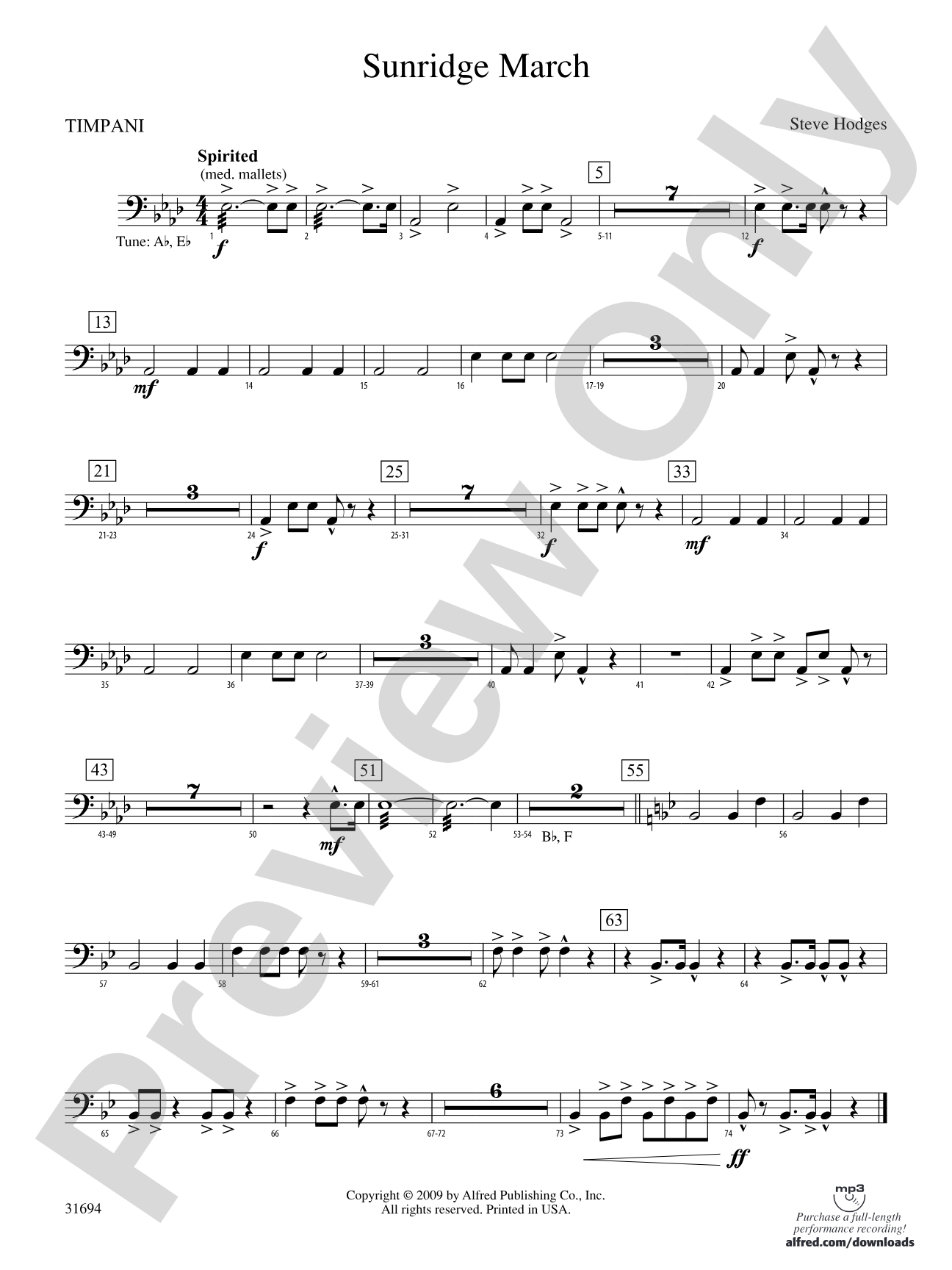 Sunridge March: Timpani