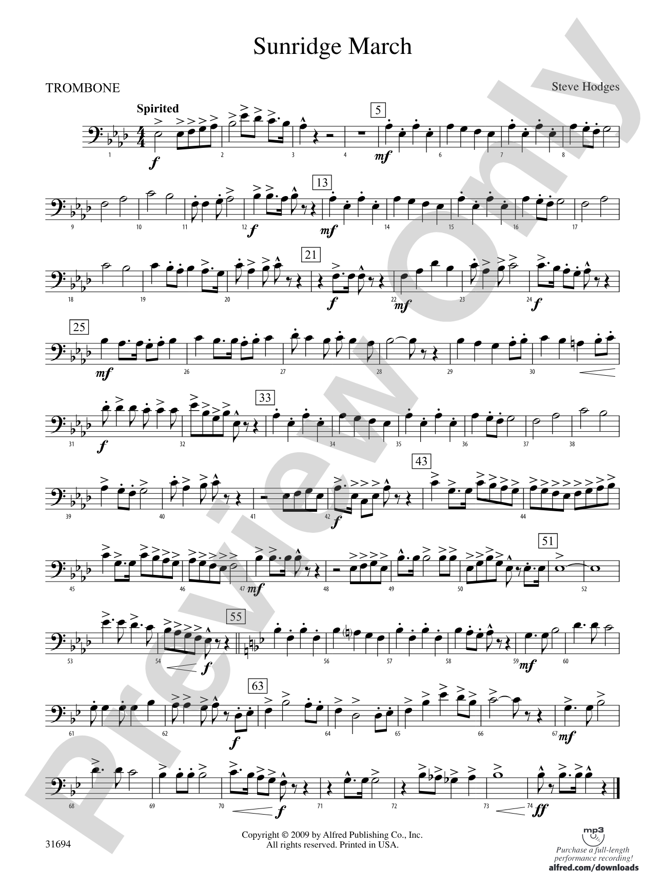 Sunridge March: 1st Trombone